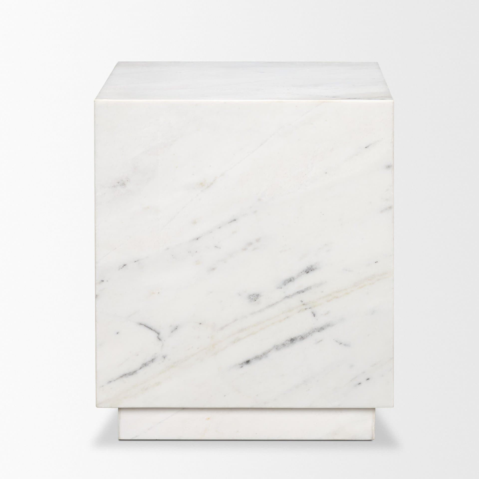 Matteo Solid White Marble Square Side Table — product photograph