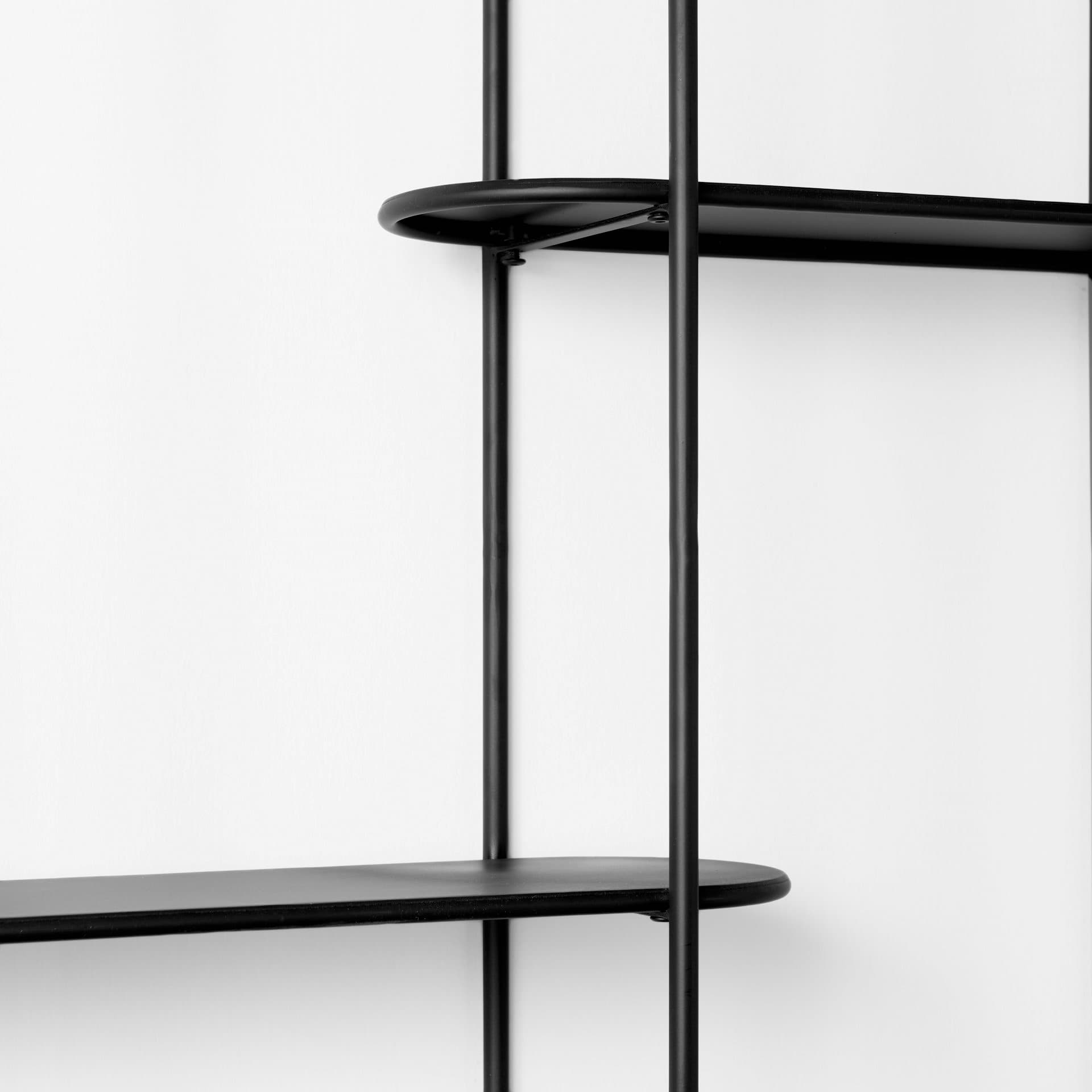 Decimus 36.6L x 8.7W x 45.7H Black Metal Wall Mounted 3 Tiered Shelf — product photograph