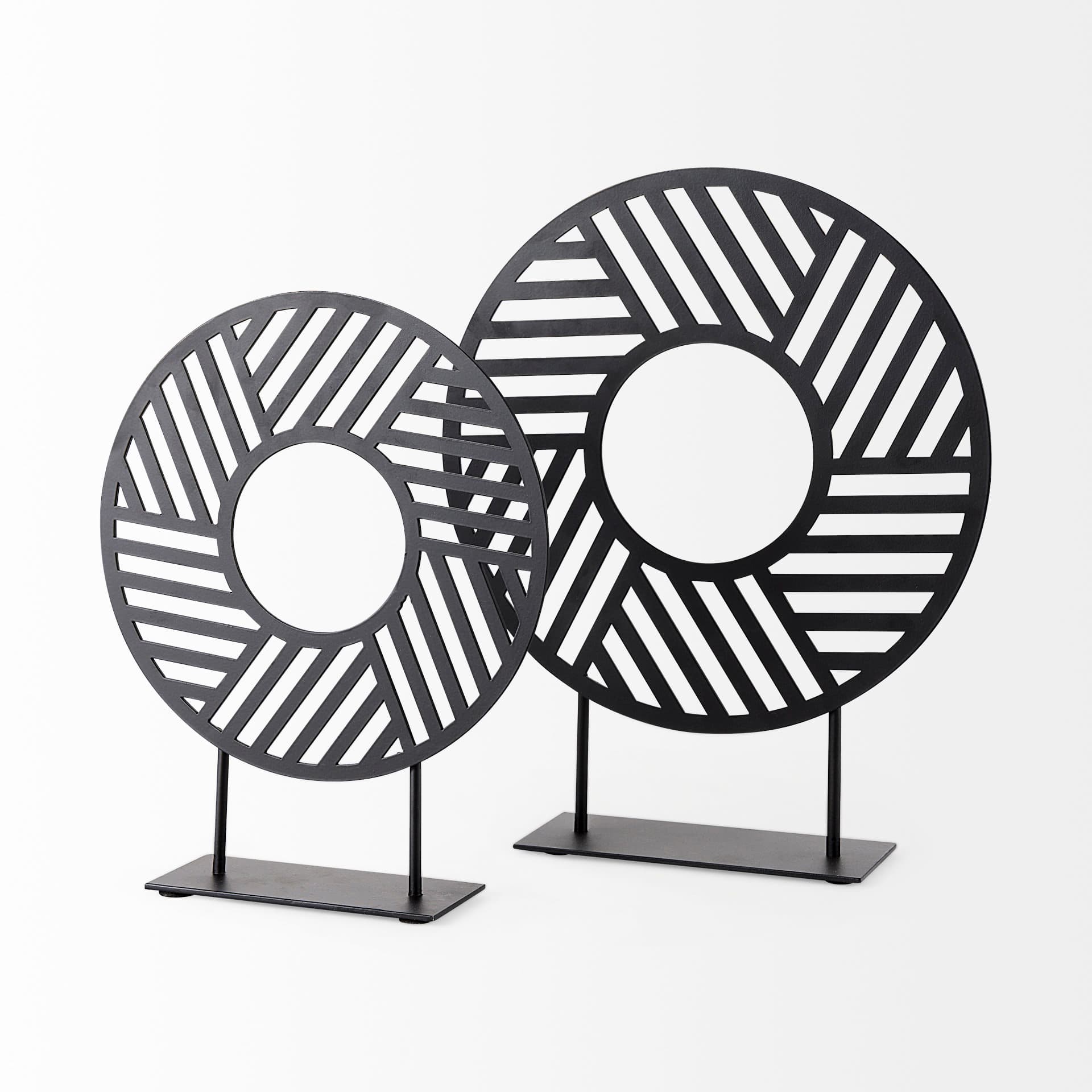 Micra 11.0L x 3.0W x 13.4H Matte Black Metal Decorative Object on a Stand — product photograph