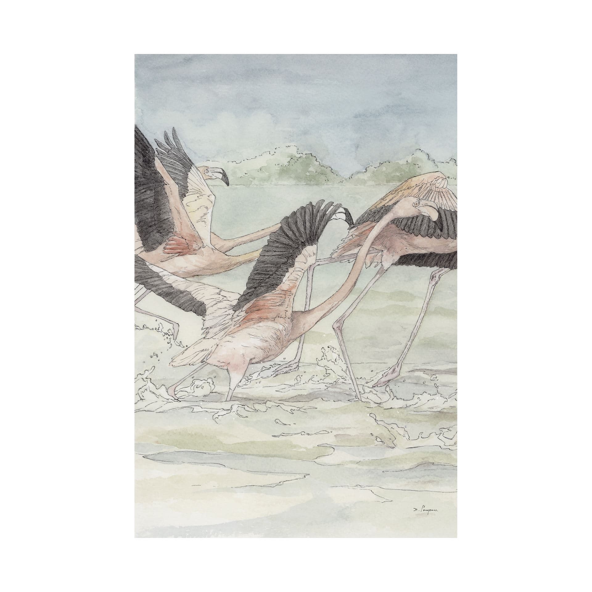 Flamingo I by Mercana Studio a Hand Embellished Textured Canvas — product photograph
