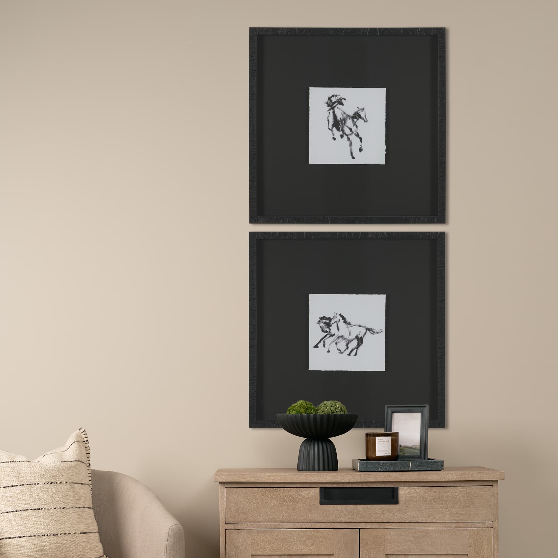 Swift Shadows by Santhosh ch Hand-Embellished Framed Artwork Matted under Glass — in a styled room