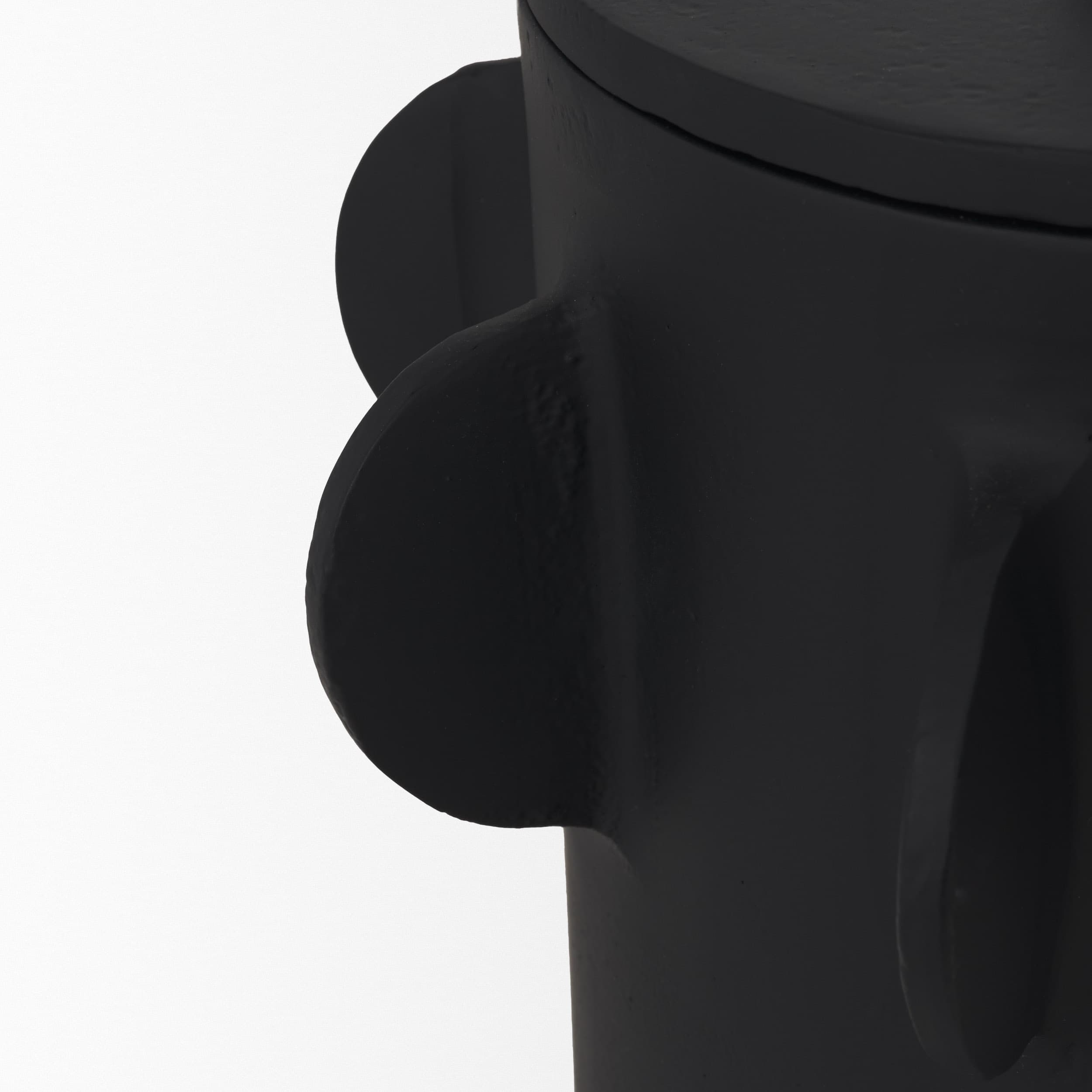 Deacon Large Matte Black Metal Canister with Sculptural Handles — product photograph
