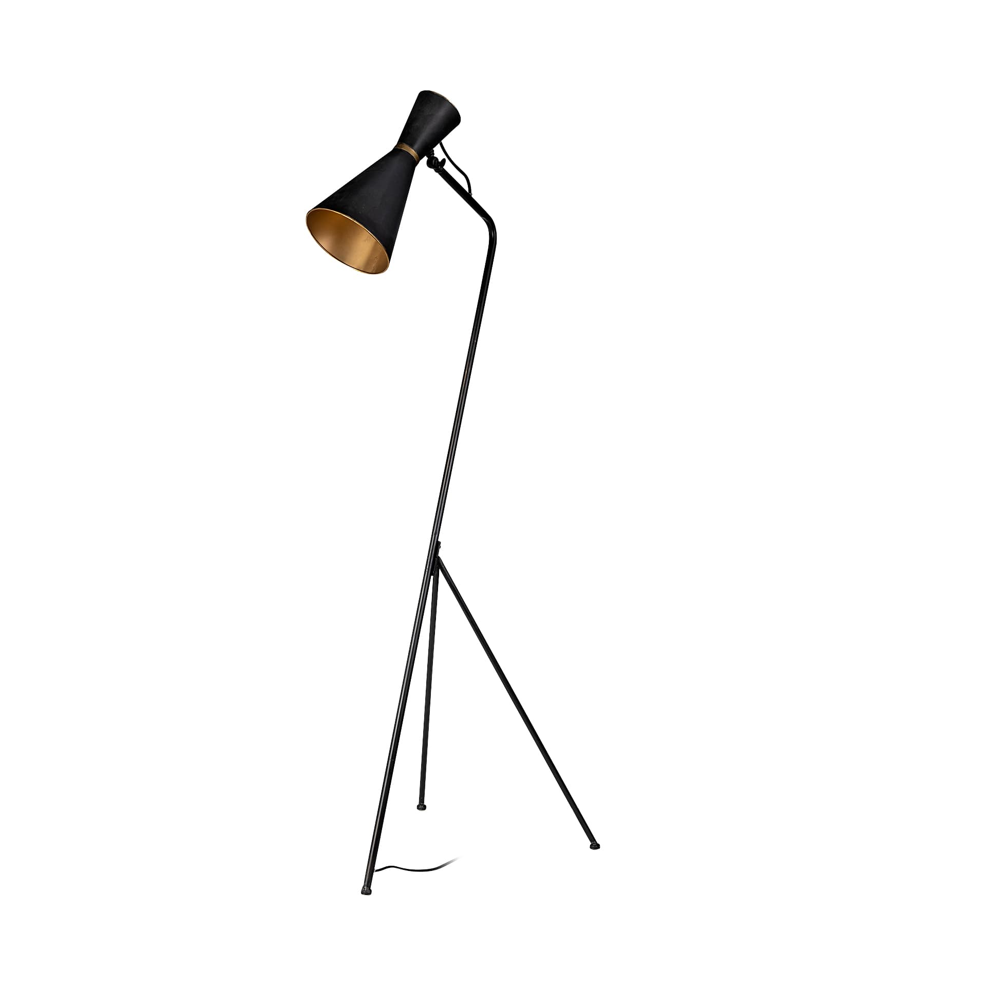 Eris III (58.3"H) Black/Brass Metal Cone Shade Floor Lamp — product photograph