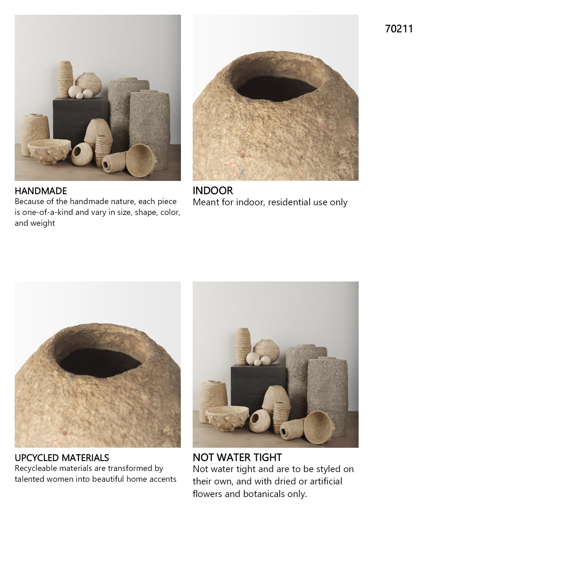 Rundal Large Beige Paper Mache Vase — in a styled room