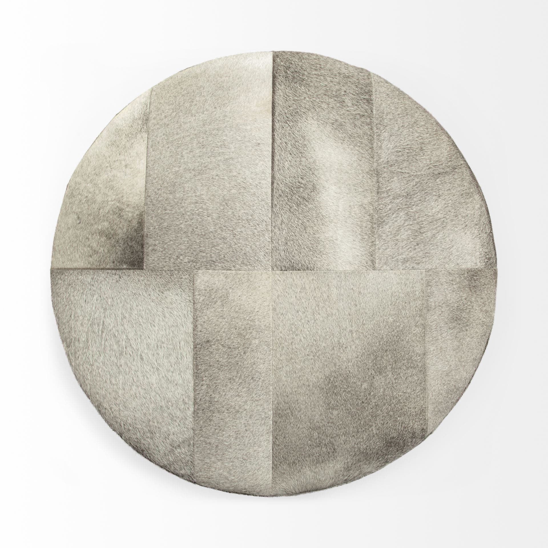 Zahavi 36" Gray Hair-On-hide W/Metal Base Ottoman — product photograph