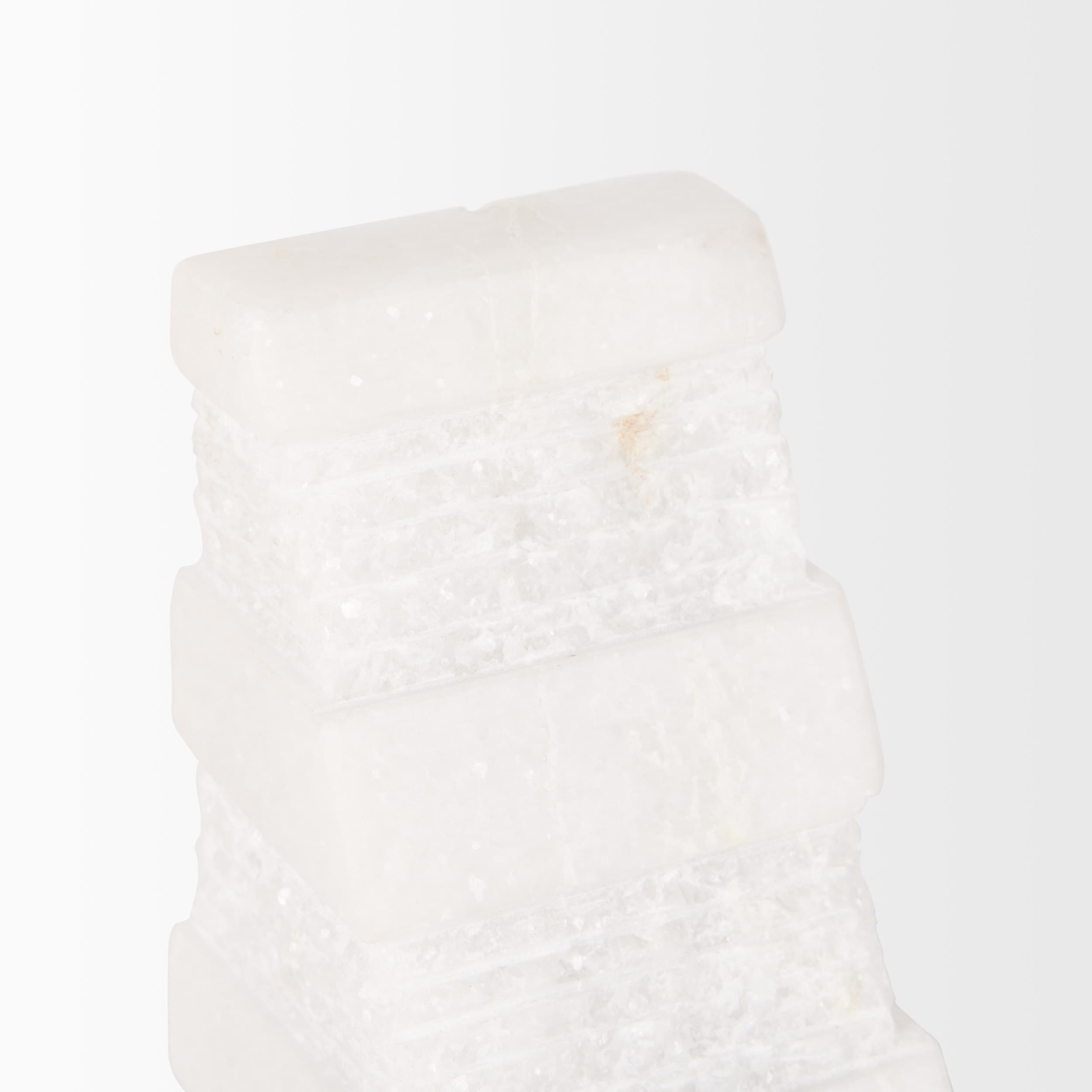 Cavetto White Marble Bookends w/rough carving S/2 — product photograph