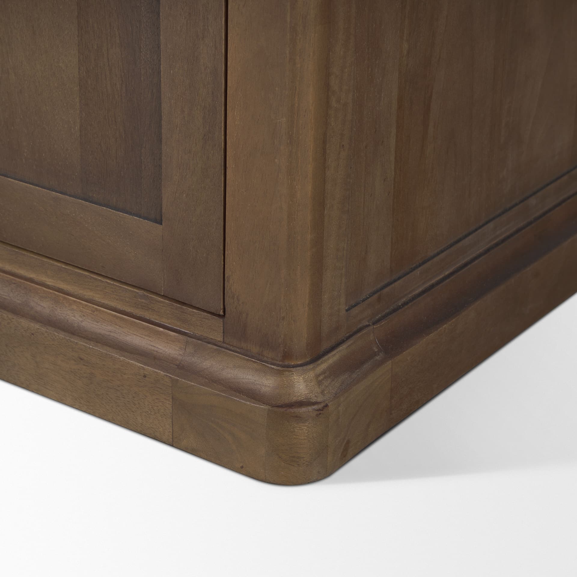 Baron Dark Brown Wood w/ Antiqued Aged Brass Metal 2-Door Open Shelving Unit — product photograph