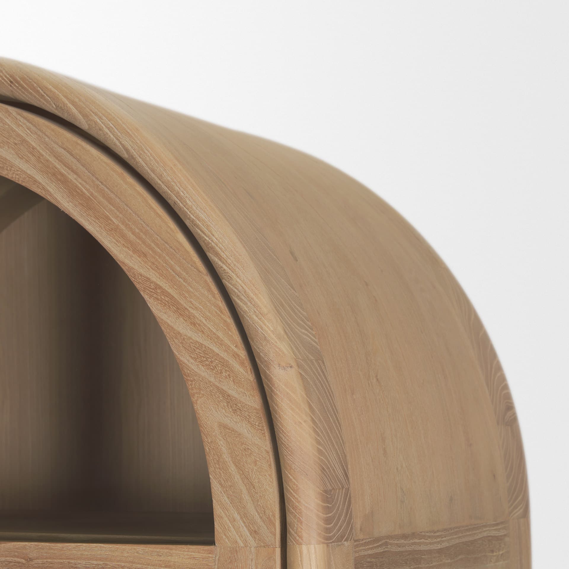 Callum Light Brown Elm Wood w/ Glass Doors Arched Curio Cabinet — product photograph