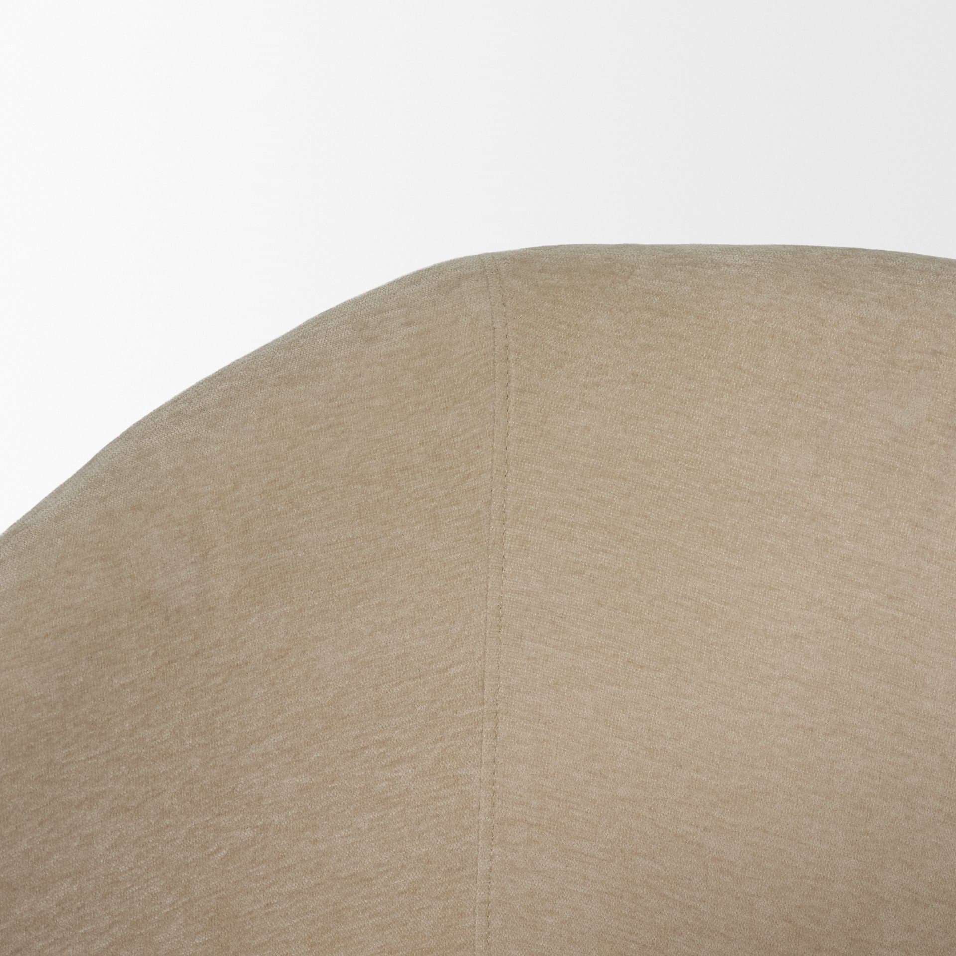 Sondra Barrel Back Dining Arm Chair | Beige Fabric w/ Wood — product photograph