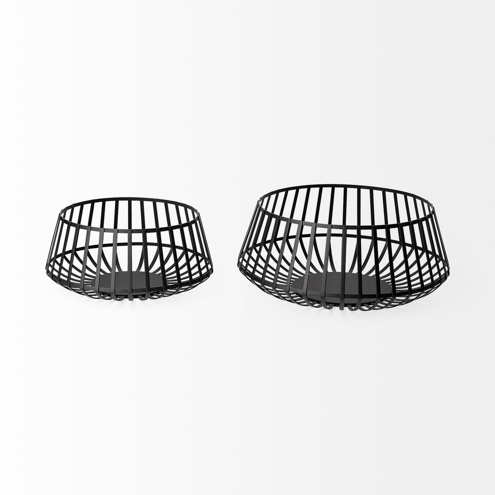 Emilio Set of 2 Black Metal Slated Bowls — product photograph