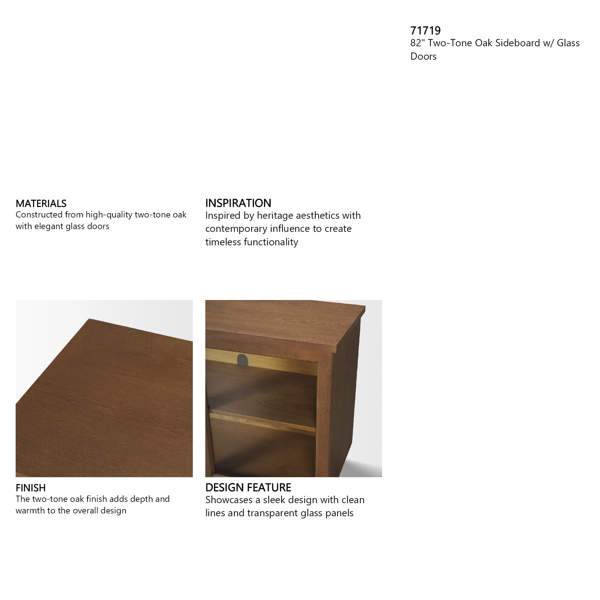 Winsford 82" Two-Tone Oak Sideboard w/ Glass Doors — in a styled room