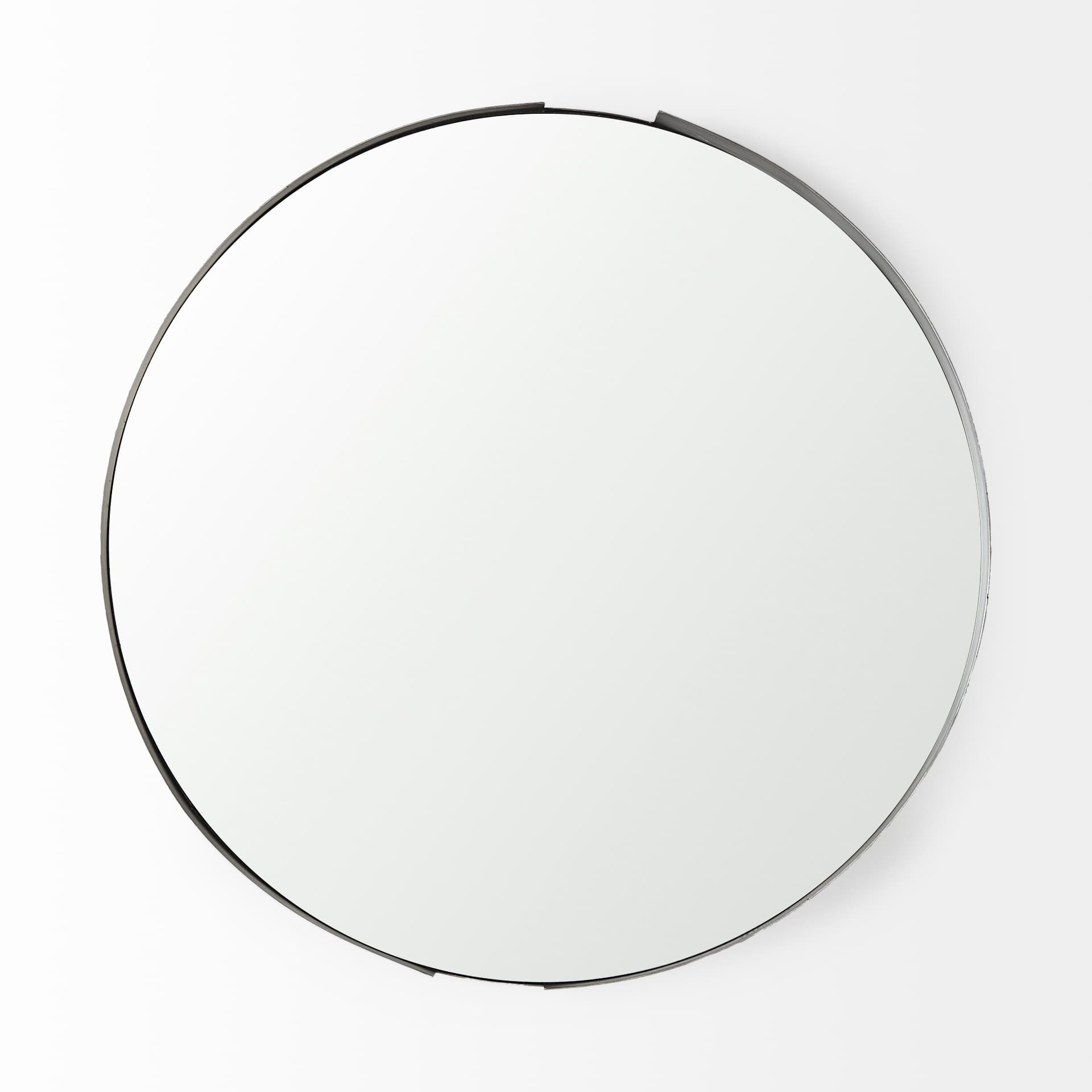 Adrianna 24.4" Black Metal Round Mirror — product photograph
