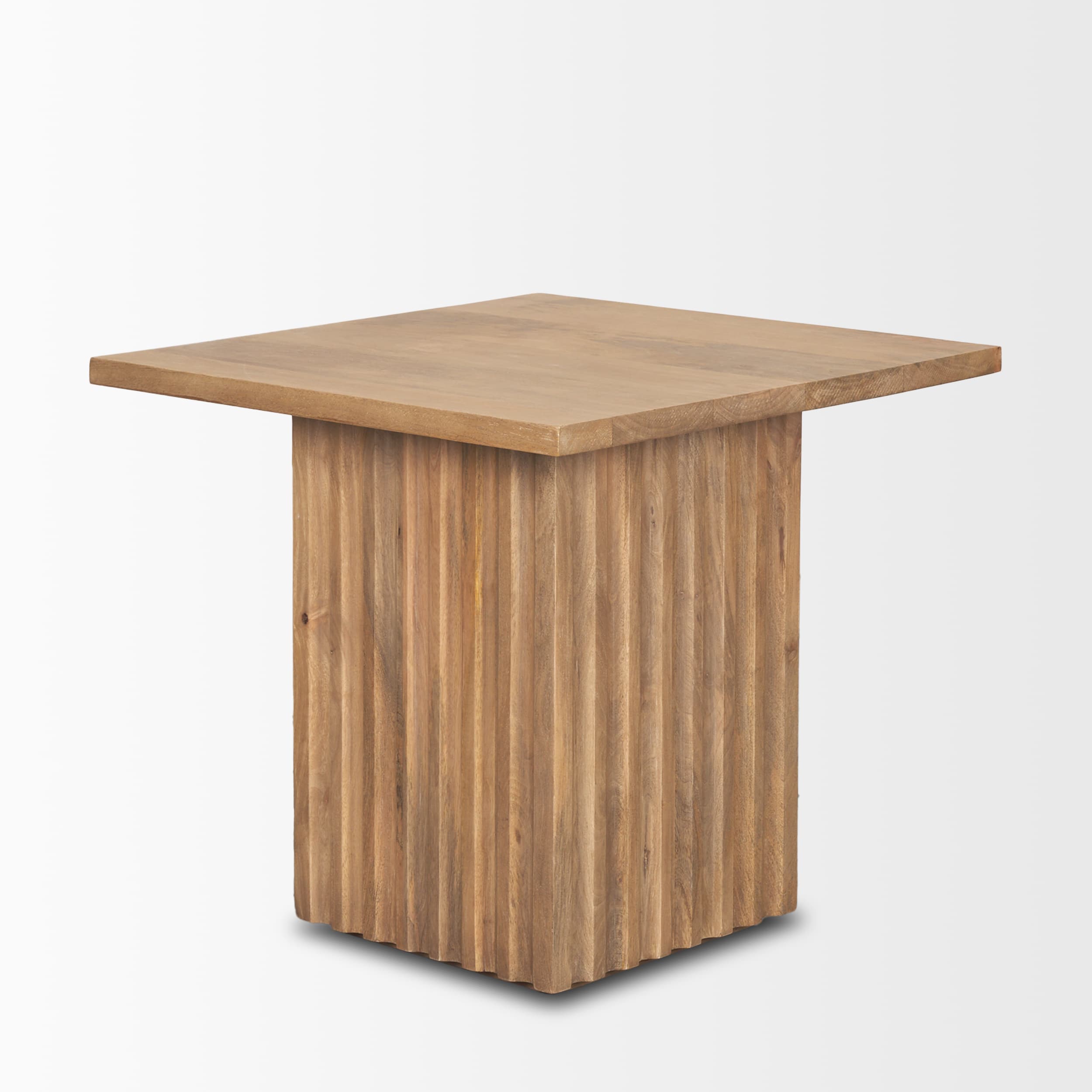 June Light Brown Wood w/ Fluting Square Side Table — product photograph