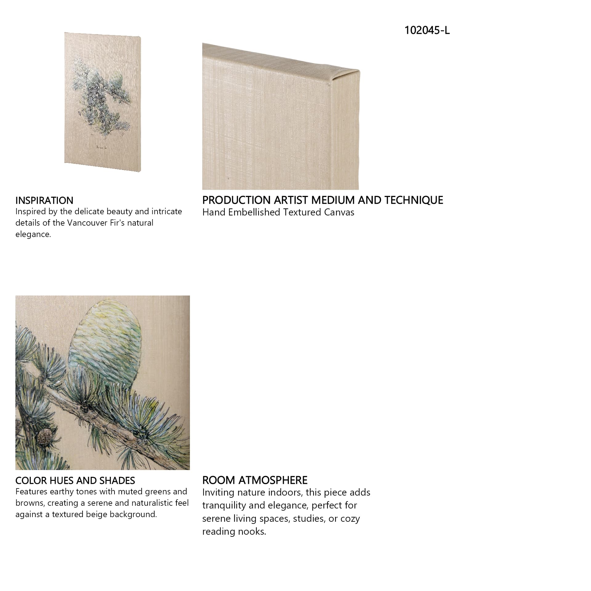 Evergreen collection II by Victoria a Hand Embellished Textured Canvas — in a styled room