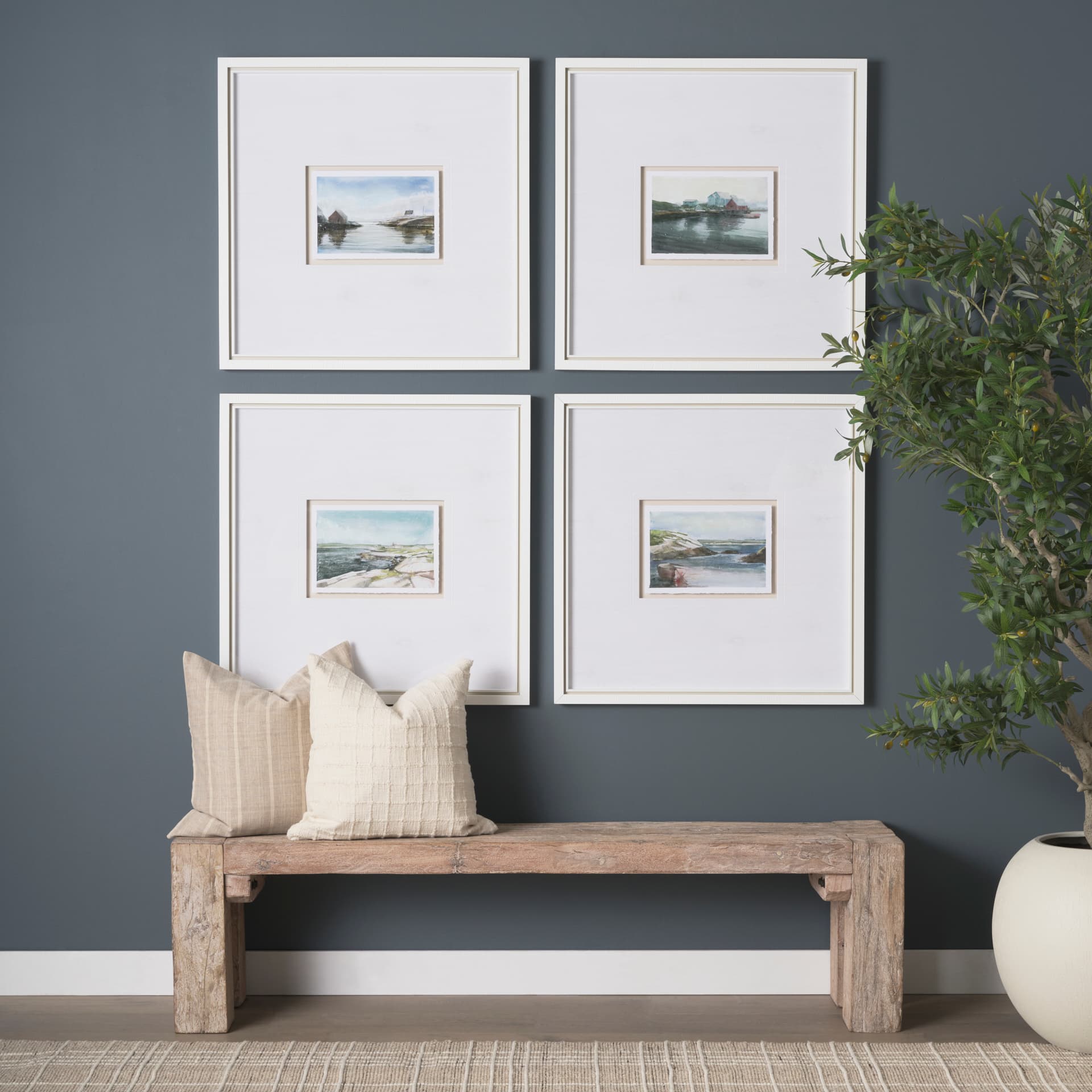 East Coast View I by Mercana Studio a Hand Embellished Framed Art Print Matted under Glass — in a styled room