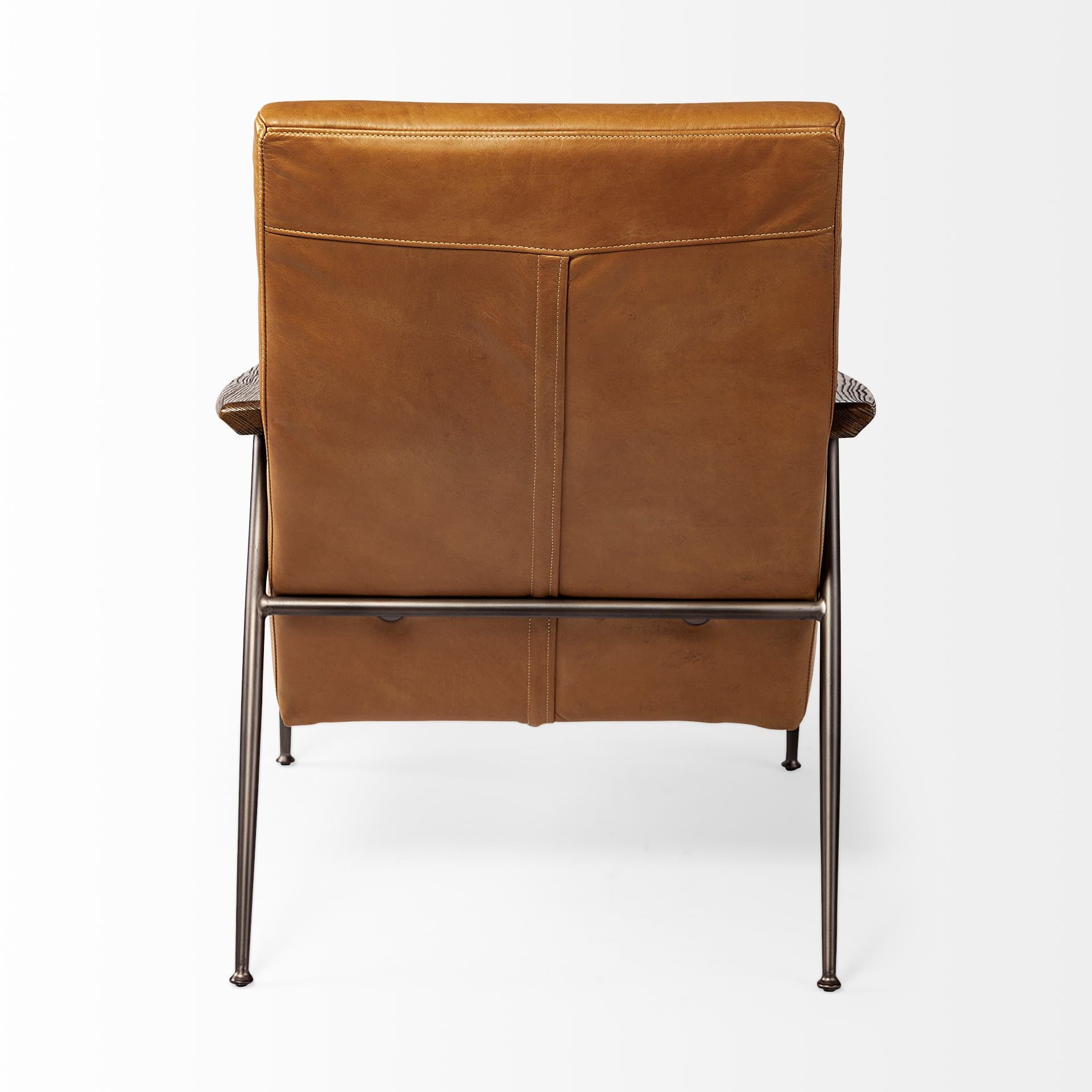 Grosjean Brown Leather Wrap Metal Frame Accent Chair — product photograph