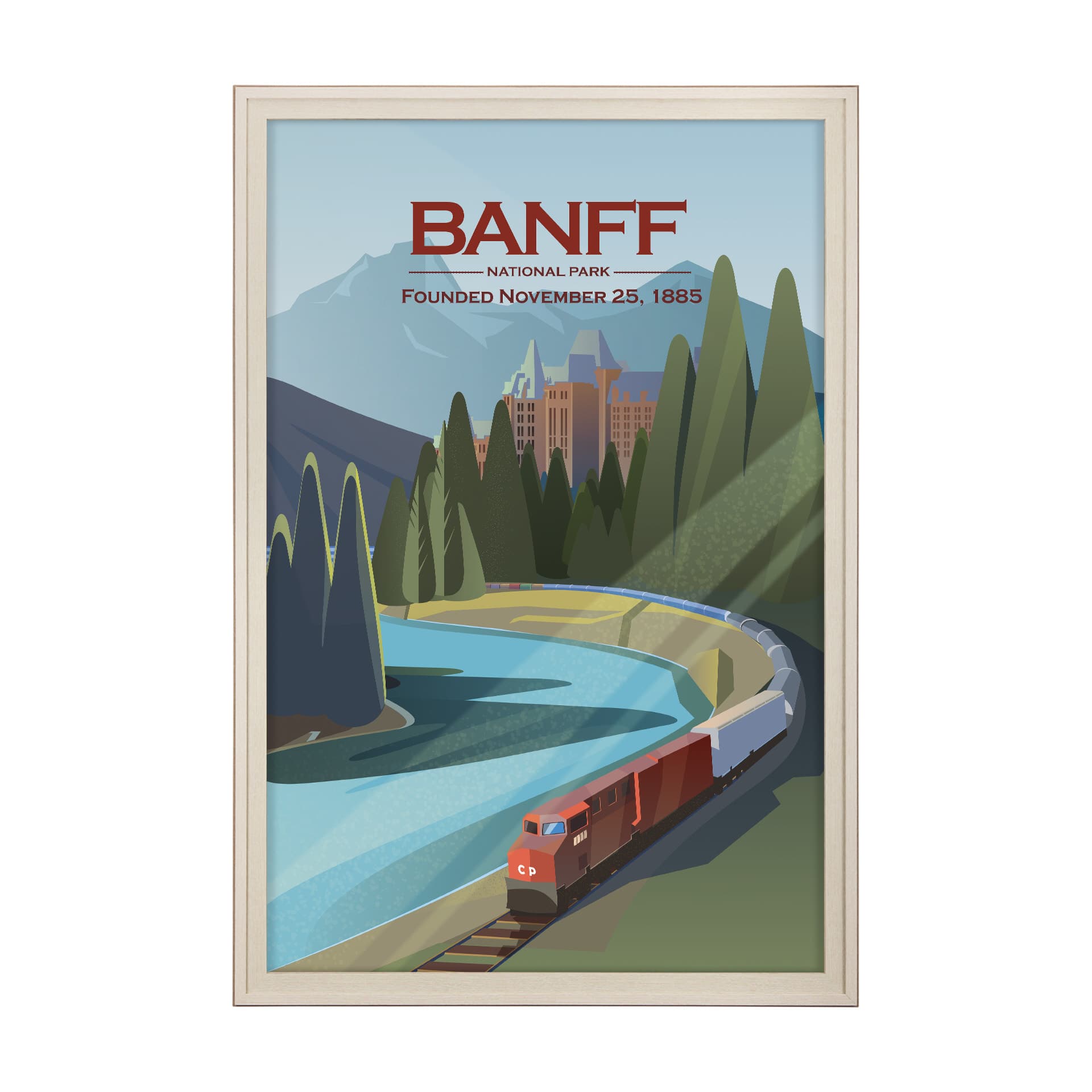 Banff Go Canada (XL) by Mercana Studio a Hand Embellished Decograph Framed Art Print under Glass — product photograph