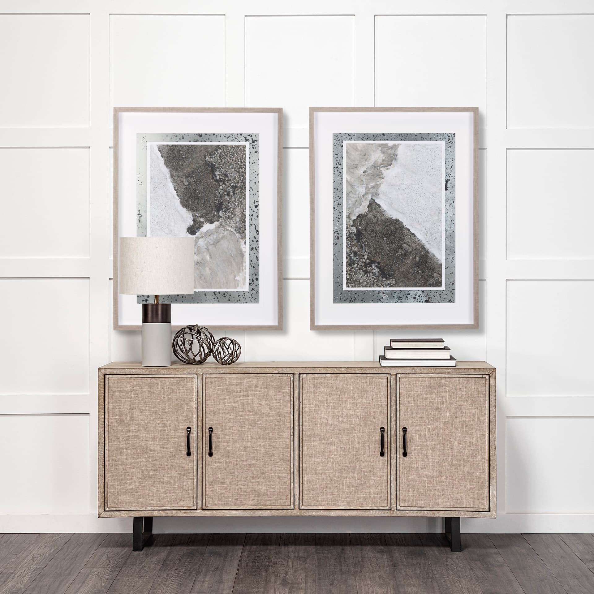 Mudslide I by Mercana Studio a Hand Embellished Textured Framed Art Print Matted under Glass — in a styled room