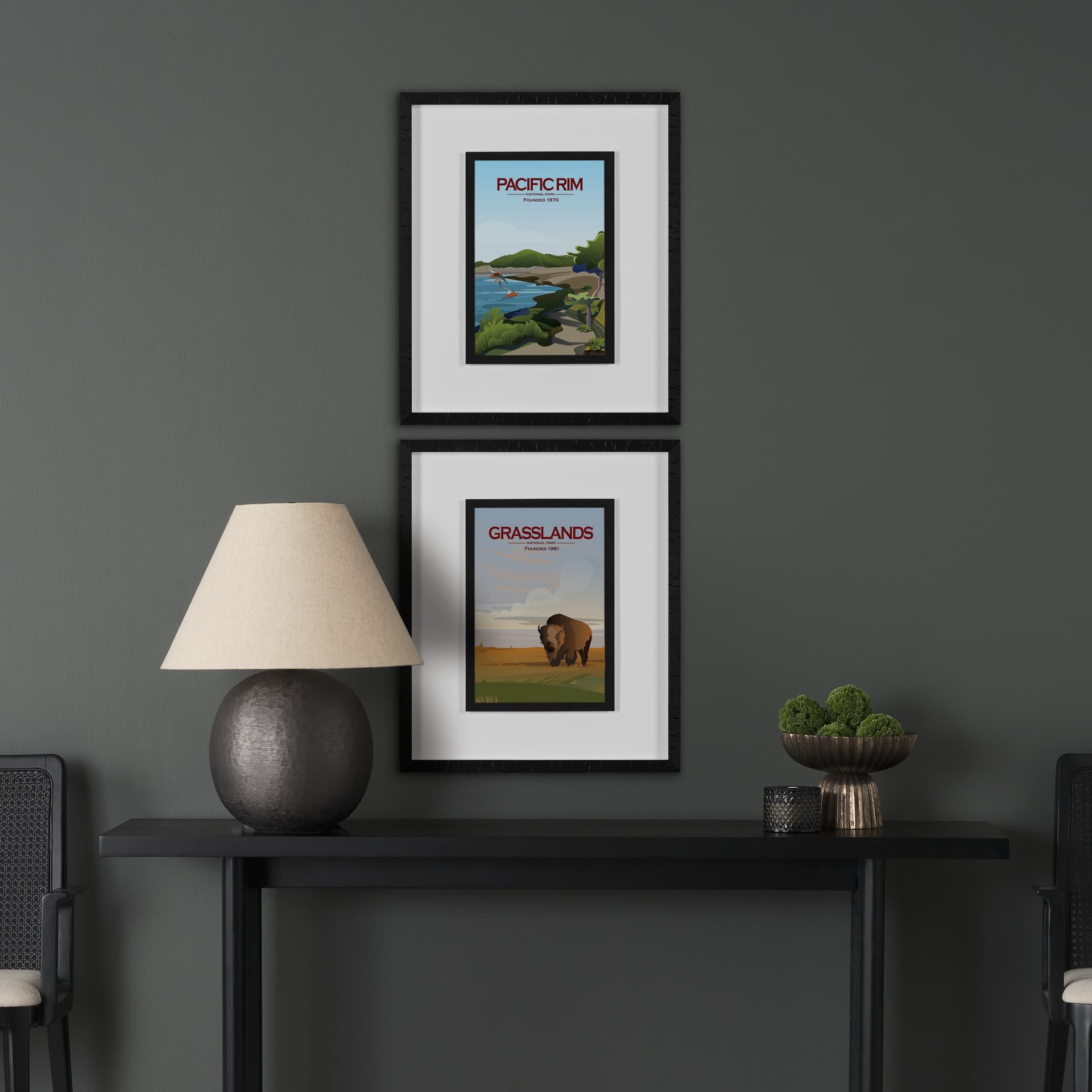 Pacific Rim GO (M) by Mercana Studio a Framed Art Print Matted under Glass — in a styled room