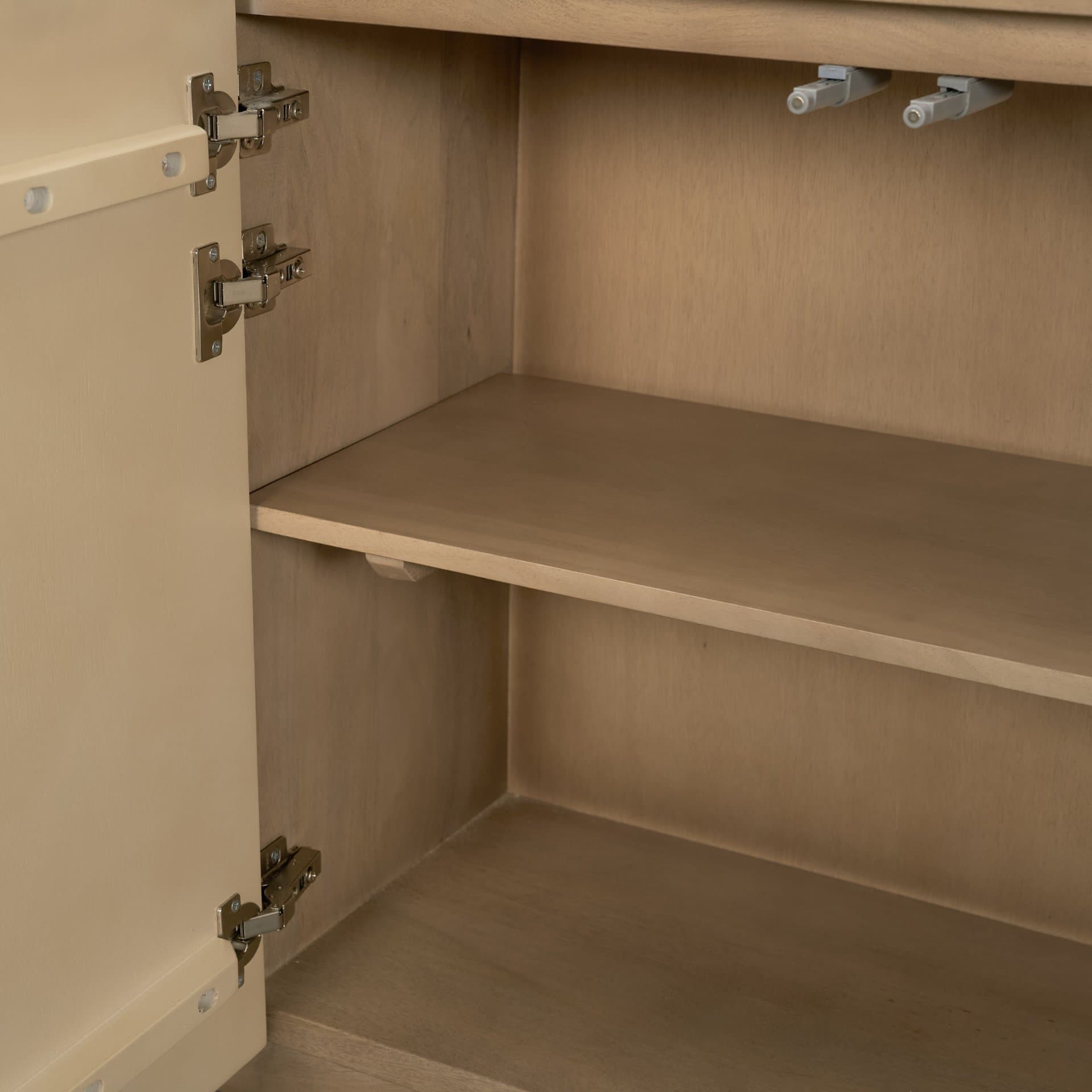 Serrin Solid Wood w/ Travertine 4 Door Closed Sideboard — product photograph