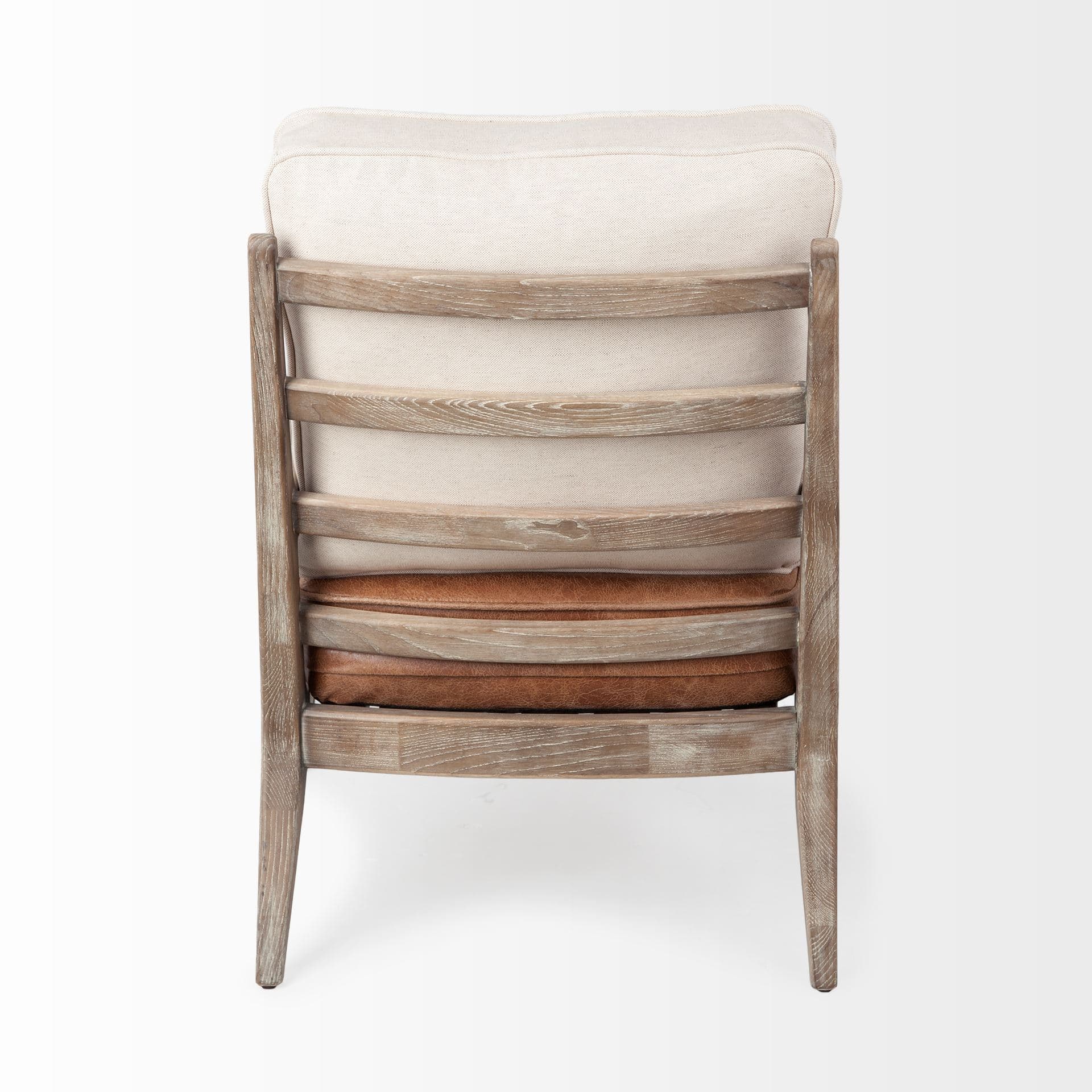 Harman II Cream Fabric and Brown Leather Seat Accent Chair — product photograph