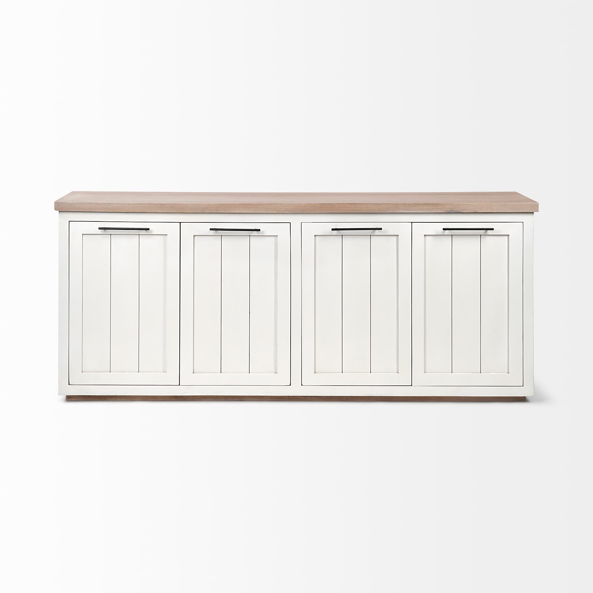 Fairview III Solid Wood Brown Top & White Frame 4 Cabinet Door Sideboard — product photograph