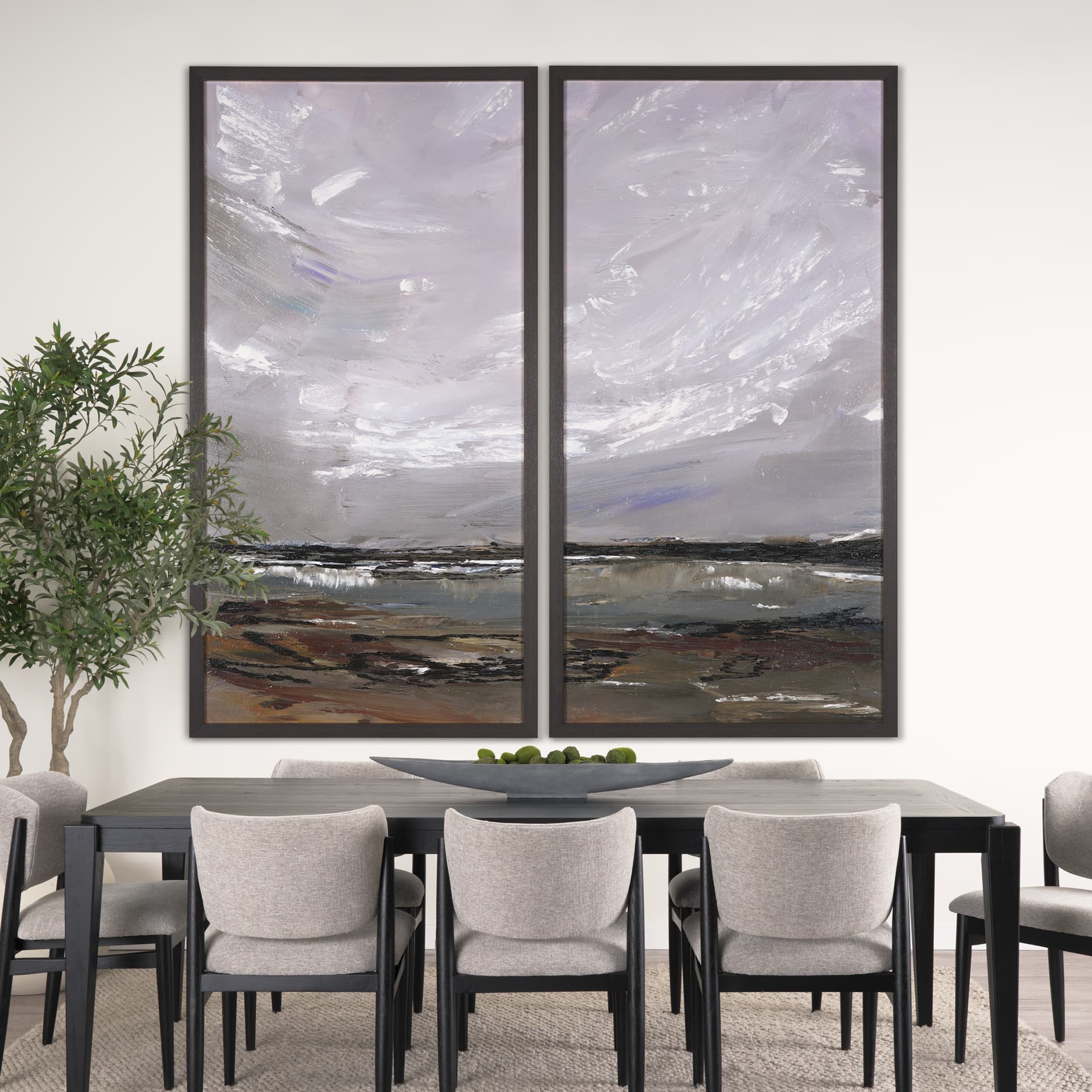 Grey Day I by Mercana Studio a Hand Embellished Textured Framed Canvas — in a styled room