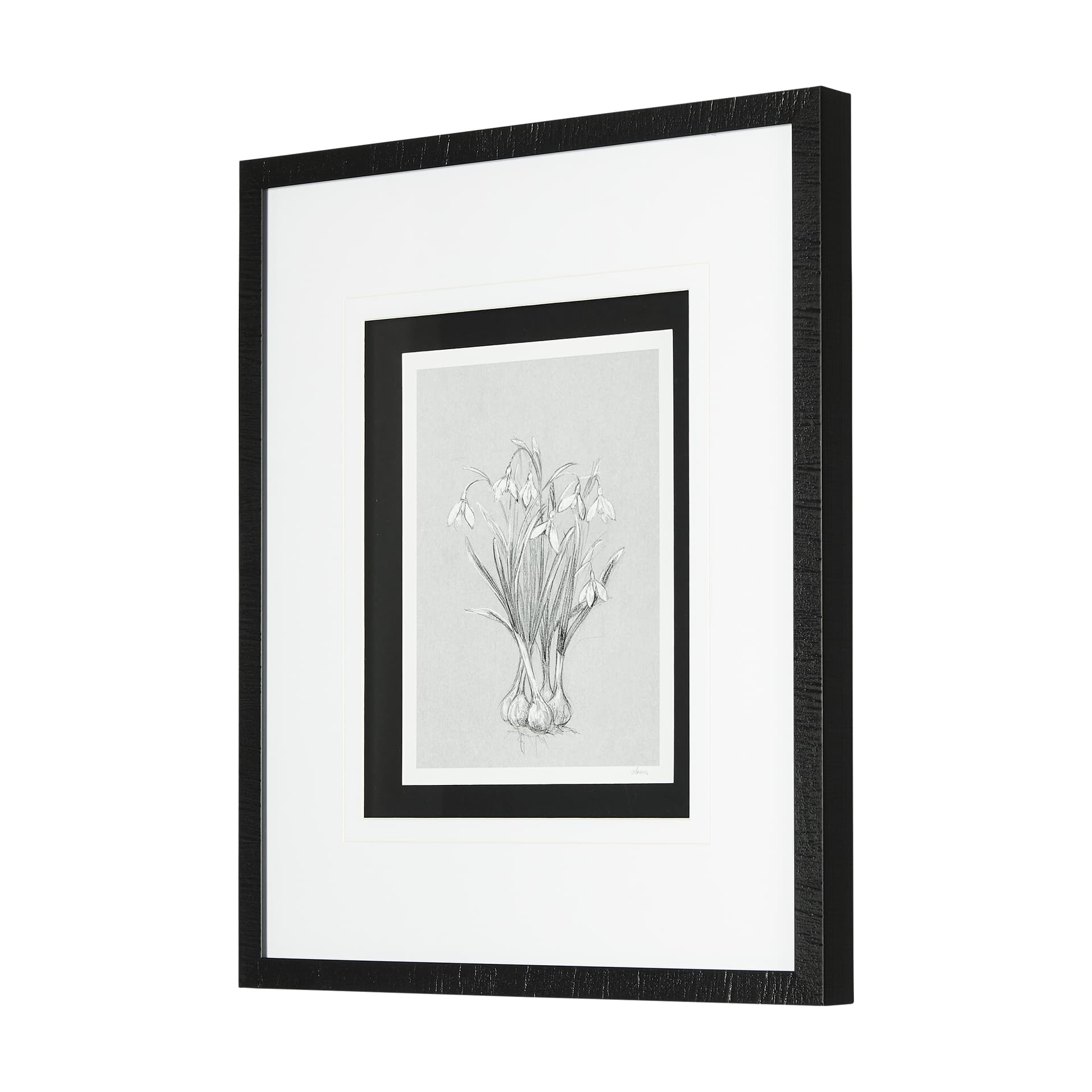 Botanical sketches VI (Grey) by Mercana Studio Hand Embellished Framed Art Print Matted under Glass — product photograph