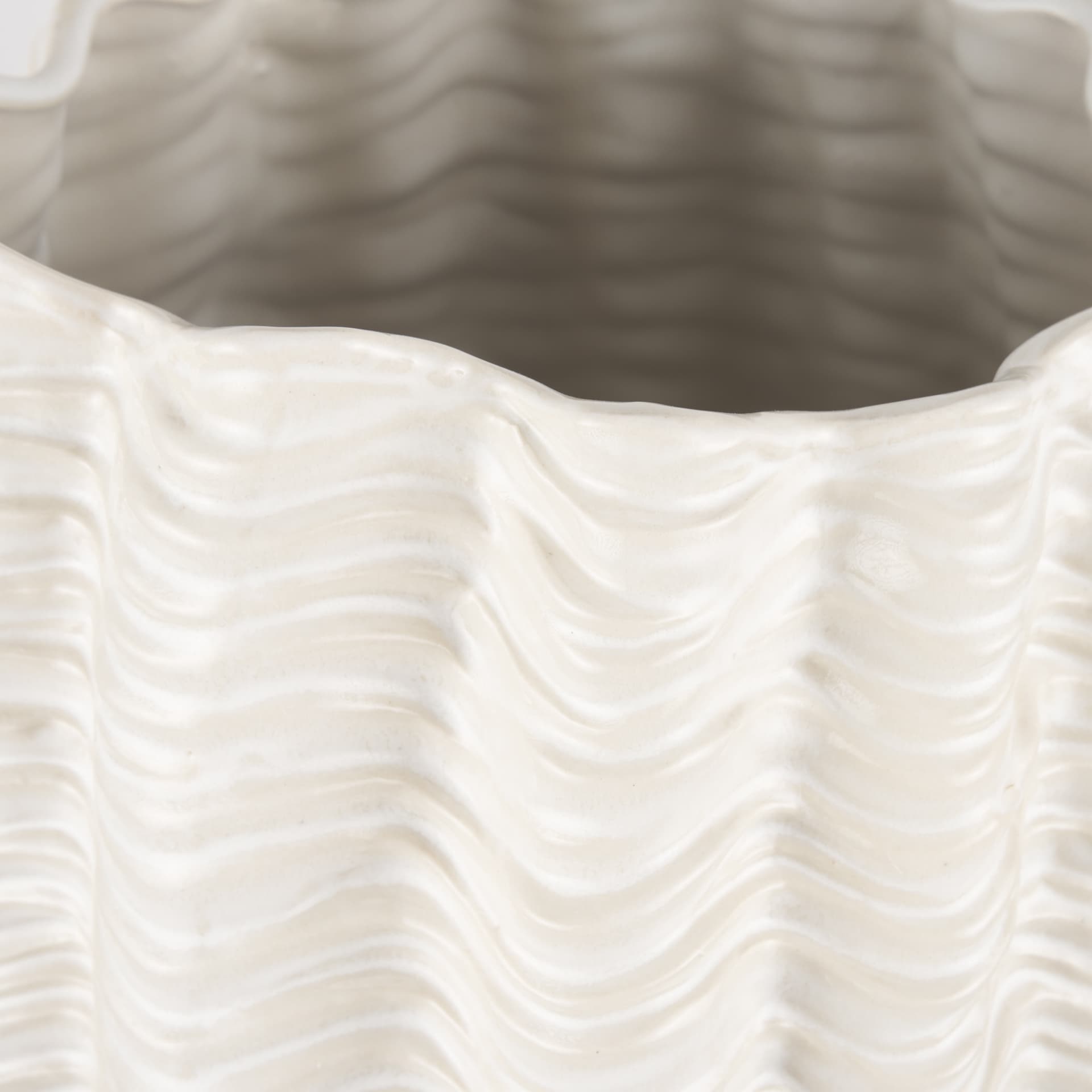 Velia Tall Seashell Sculptural Cream Glazed Ceramic Vase — product photograph