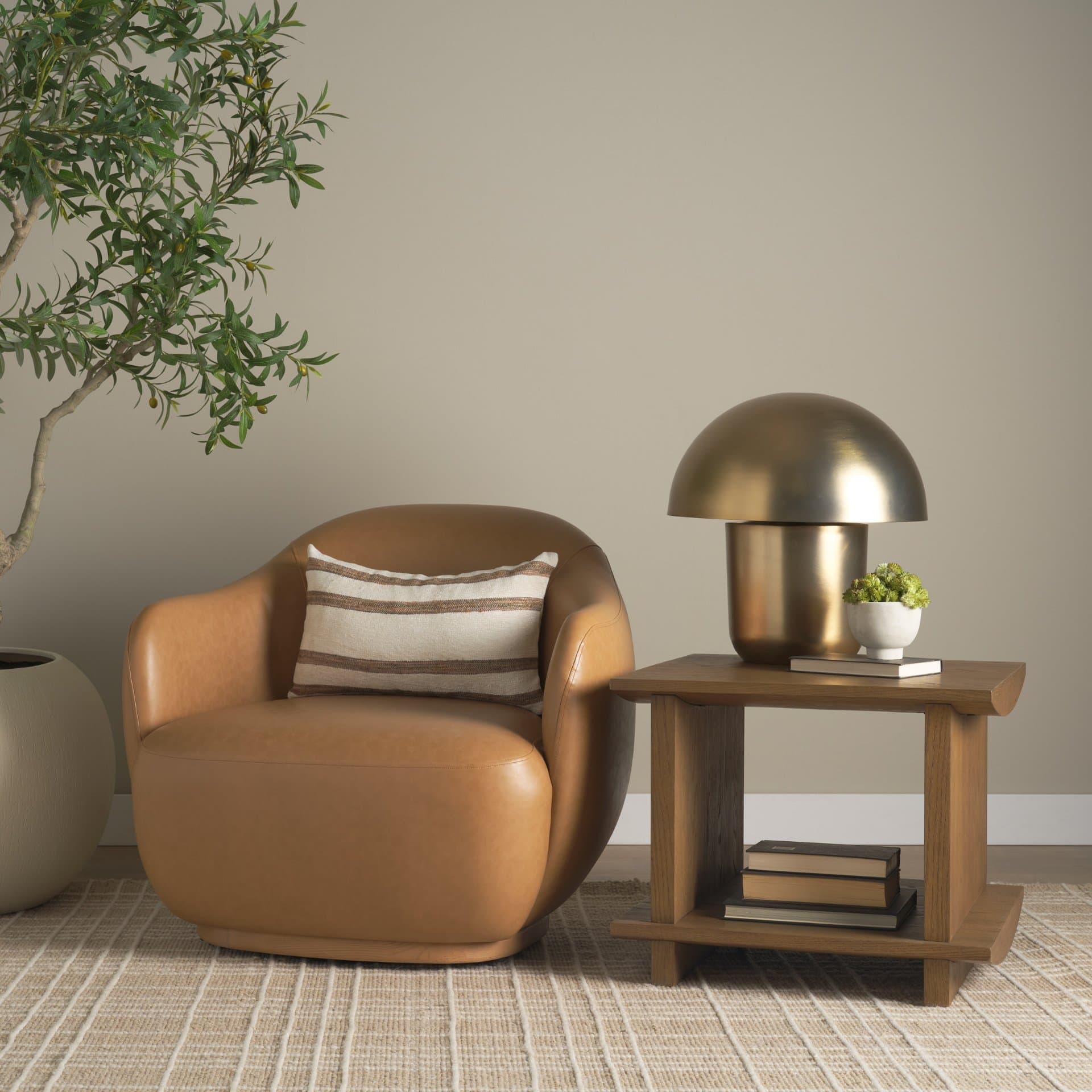 Boden Wood Side Table w/ Open Shelves — product photograph