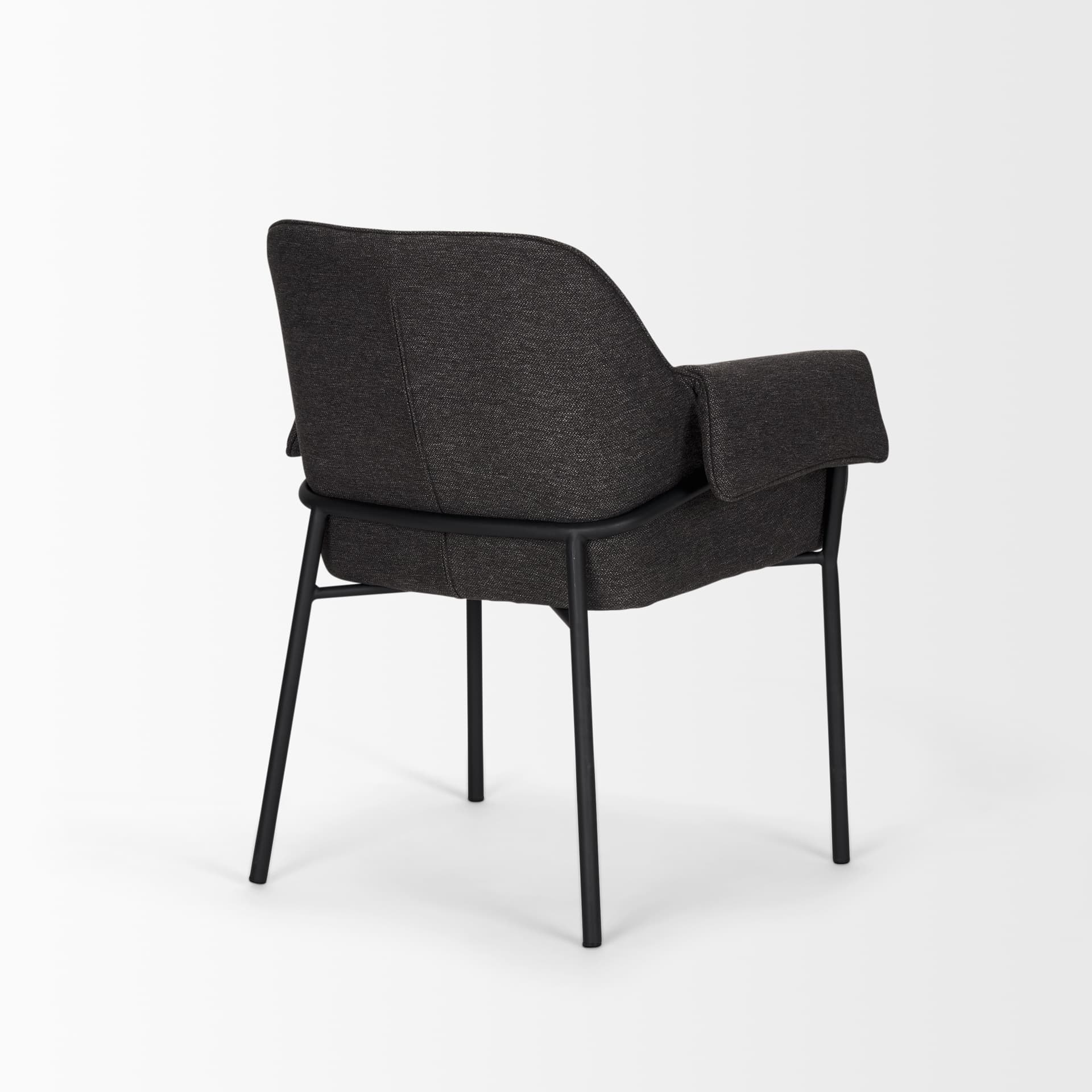 Brently Curved Back Dining Arm Chair | Gray Fabric w/ Metal — product photograph
