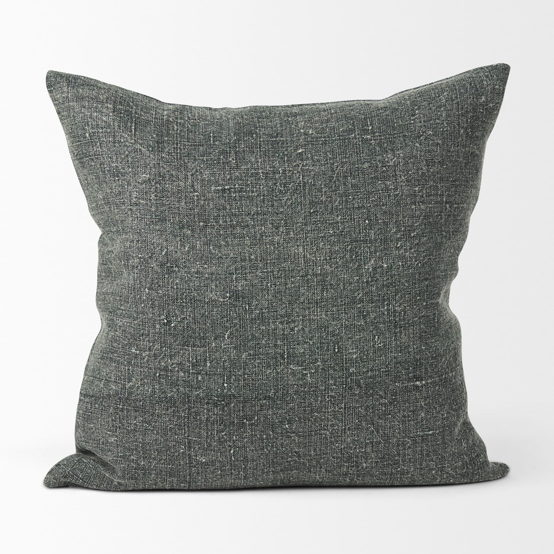 Jack 22x22 Green Linen Square Decorative Pillow Cover w/Down Filler — product photograph