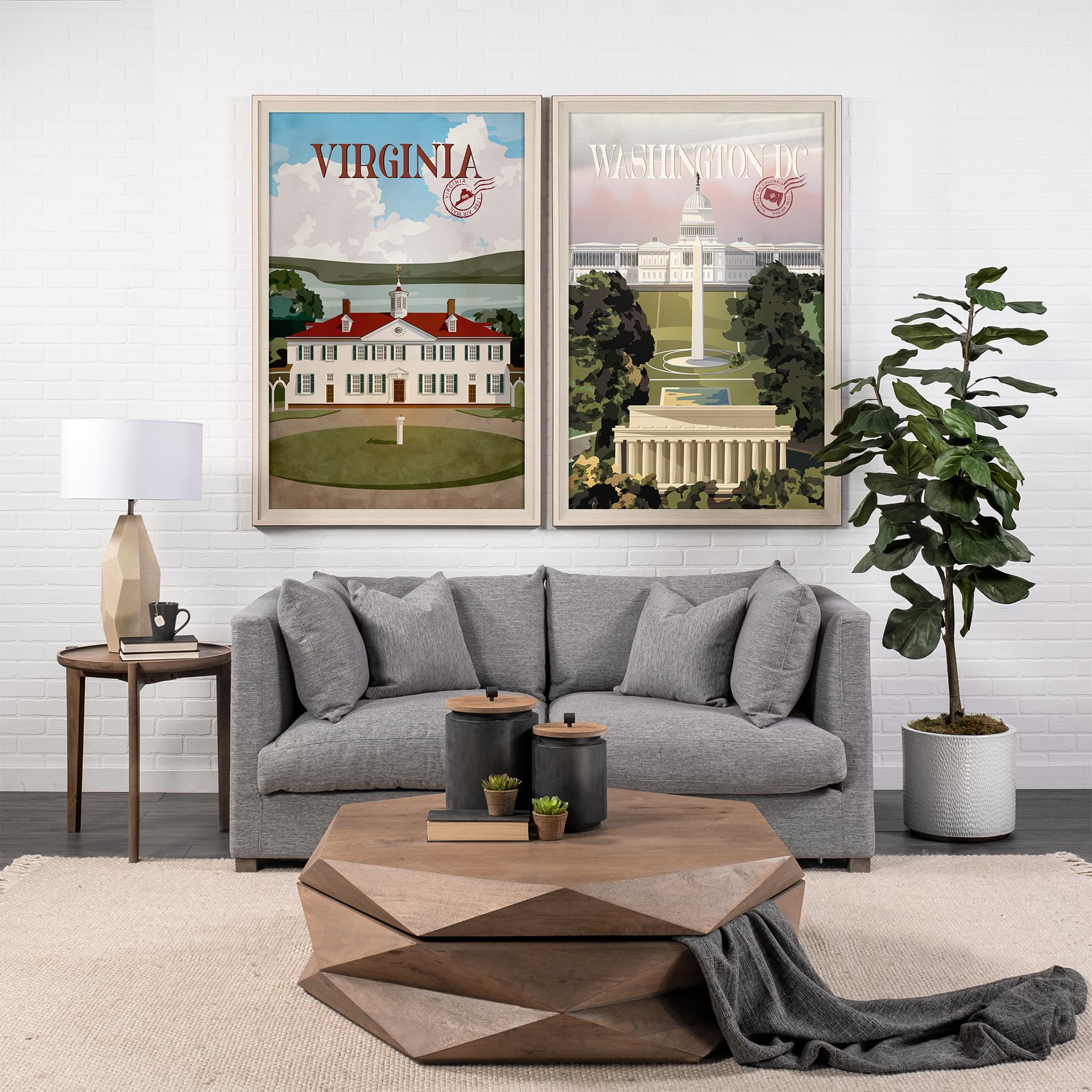 Virginia Go USA (XL) by Mercana Studio a Hand Embellished Decograph Framed Art Print under Glass — in a styled room