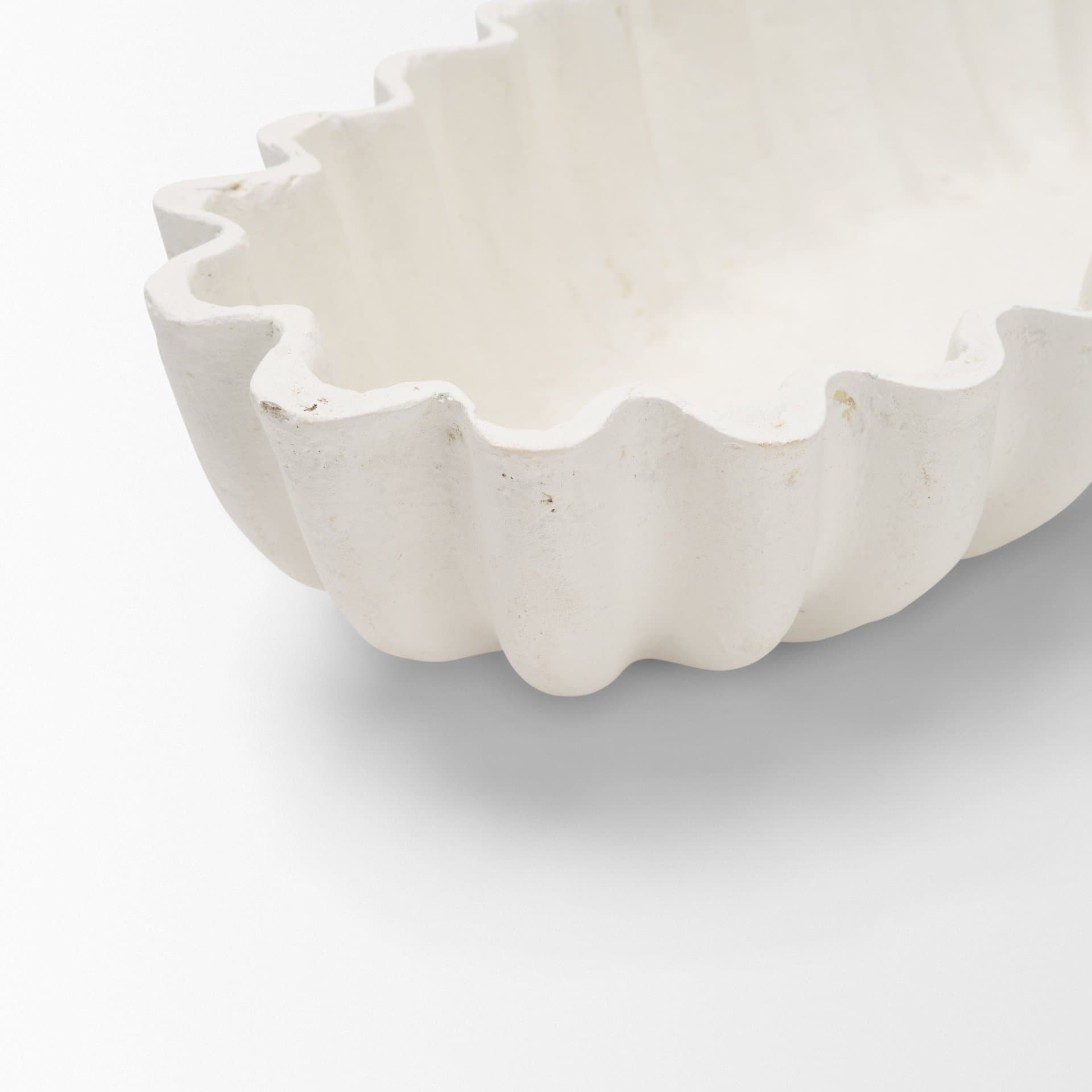 Camelia Large Fluted White Paper Mache Round Centerpiece Bowl — product photograph