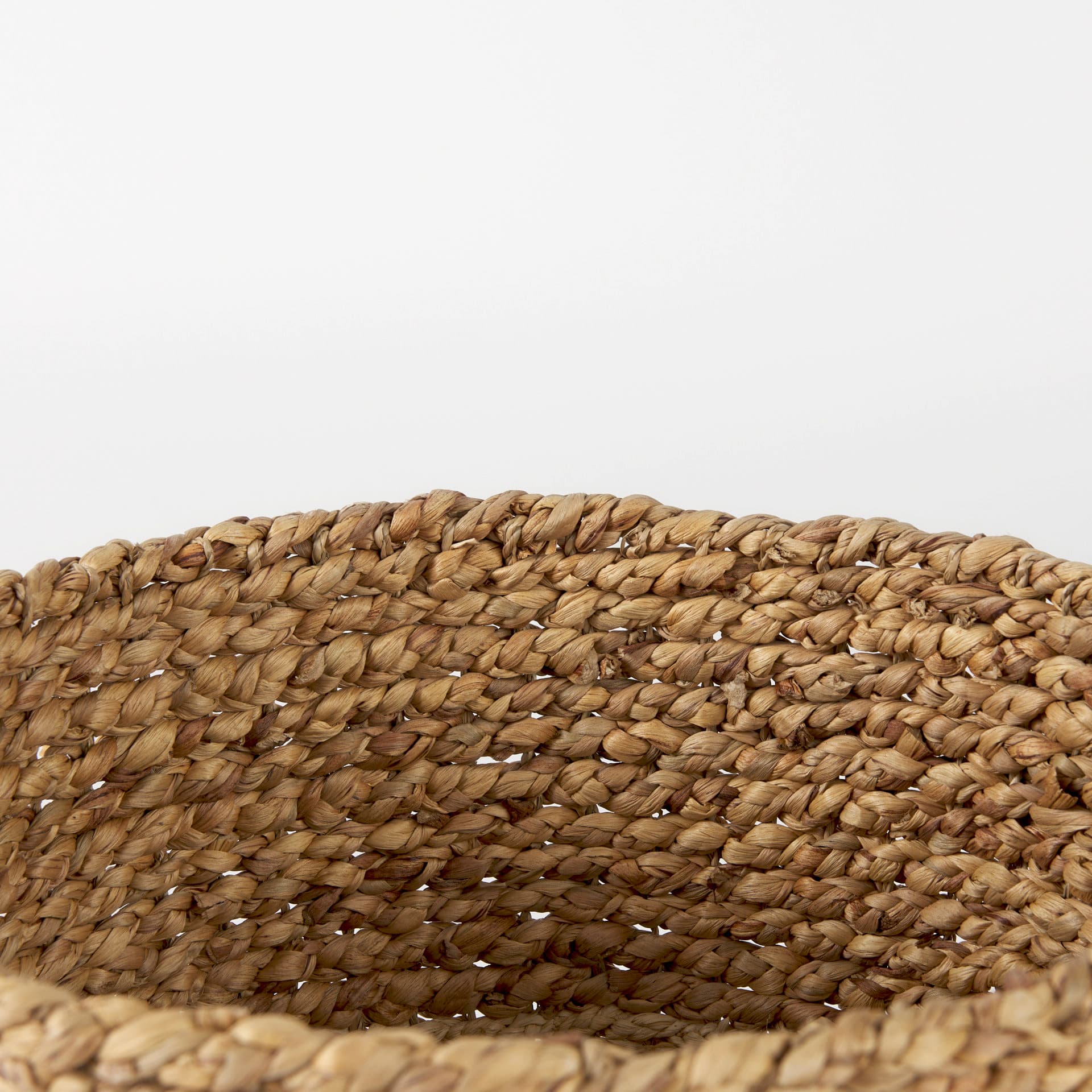 Morocco (Set of 3) Brown Two Tone Water Hyacinth and Cornhusk Round Basket W/ Handles — product photograph