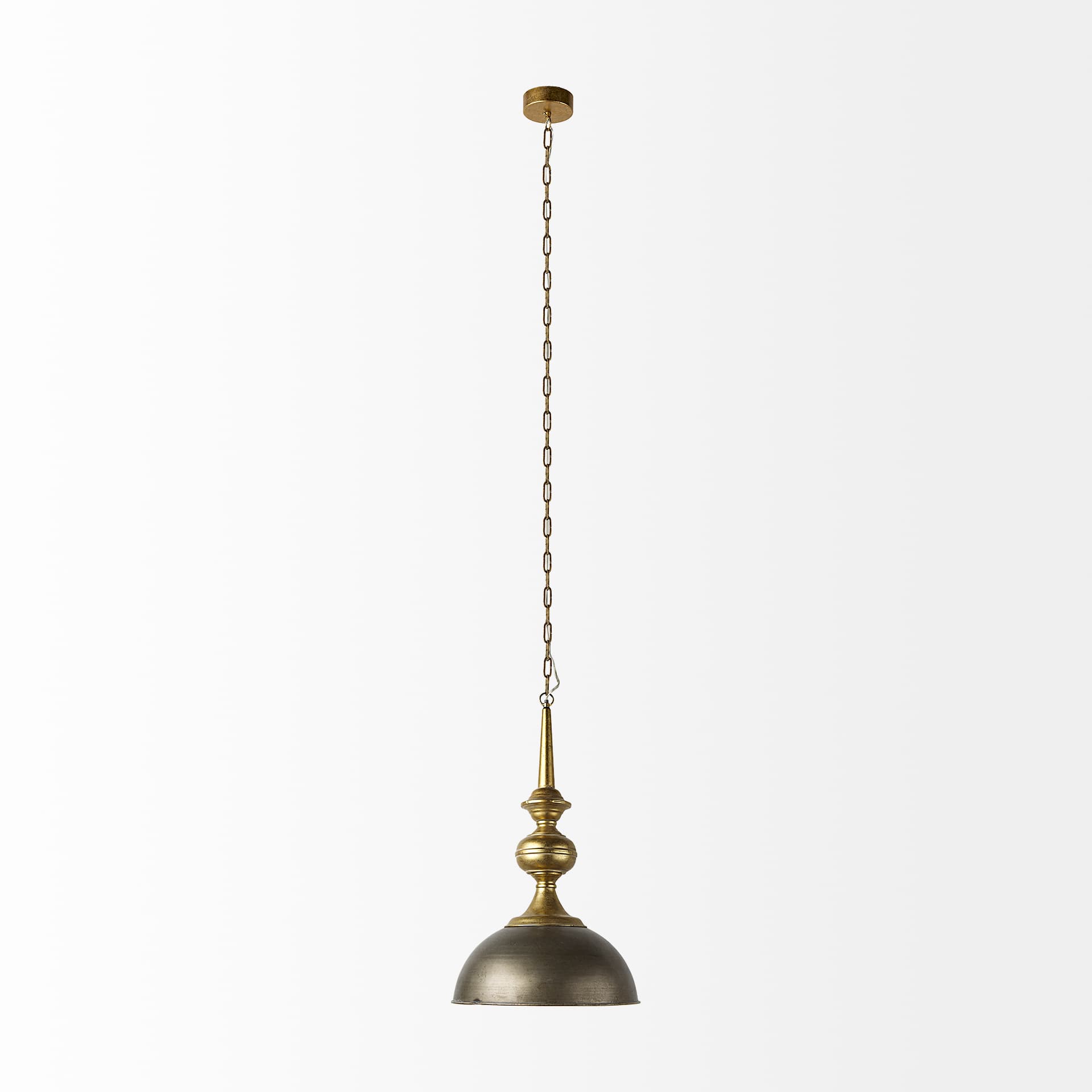 Capsa 17x29 Antique Gold and Silver Toned Metal Dome Pendant Light — product photograph