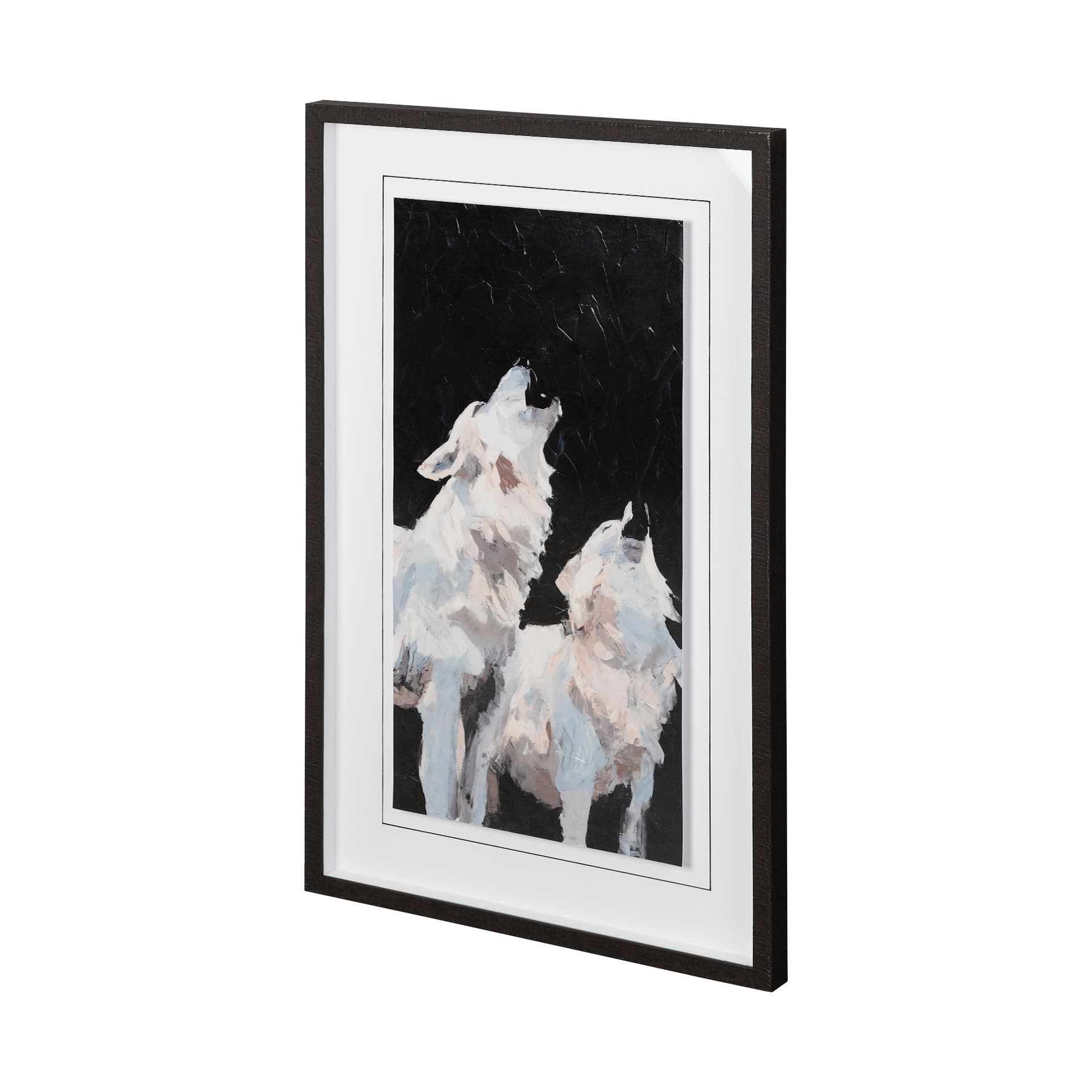 Midnight Wolves by Julie Devine a Hand Embellished Textured Framed Art Print Matted under Glass — product photograph