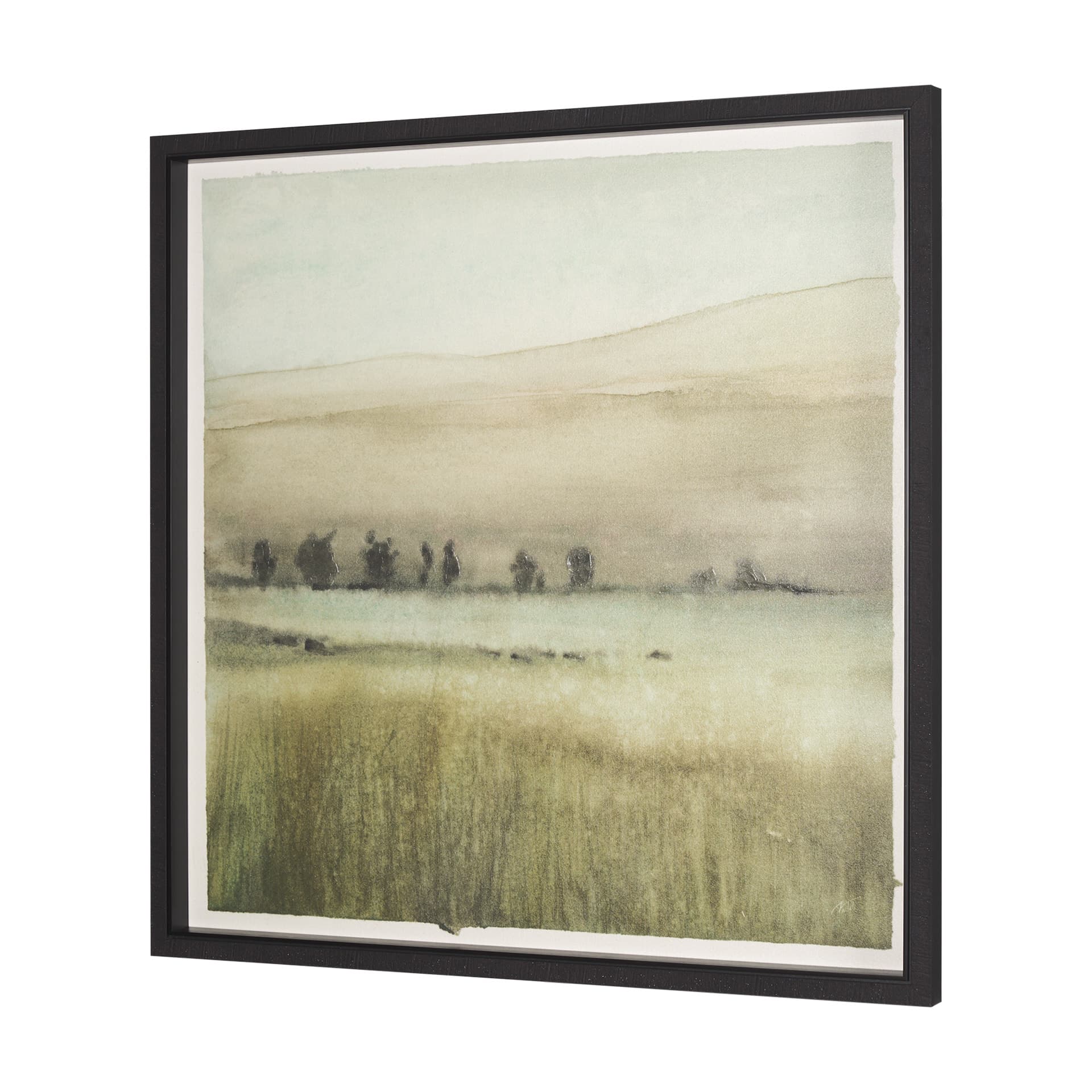 Rolling Fields II Hand Embellished Black Framed Watercolor Art Print on Paper Mounted with Backing — product photograph