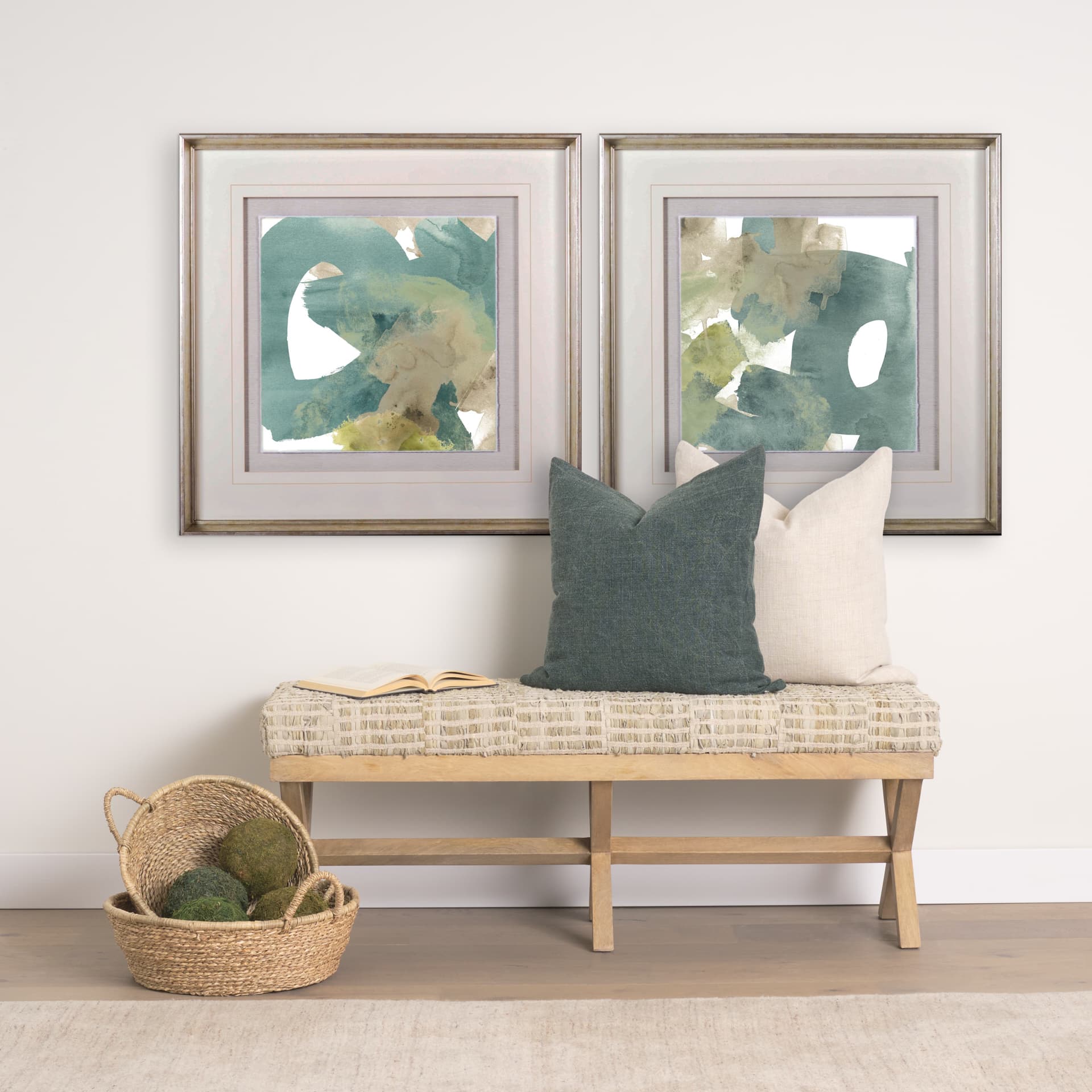 Agate Gesture II by June Vess a Hand Embellished Textured Framed Art Print Matted under Glass — in a styled room