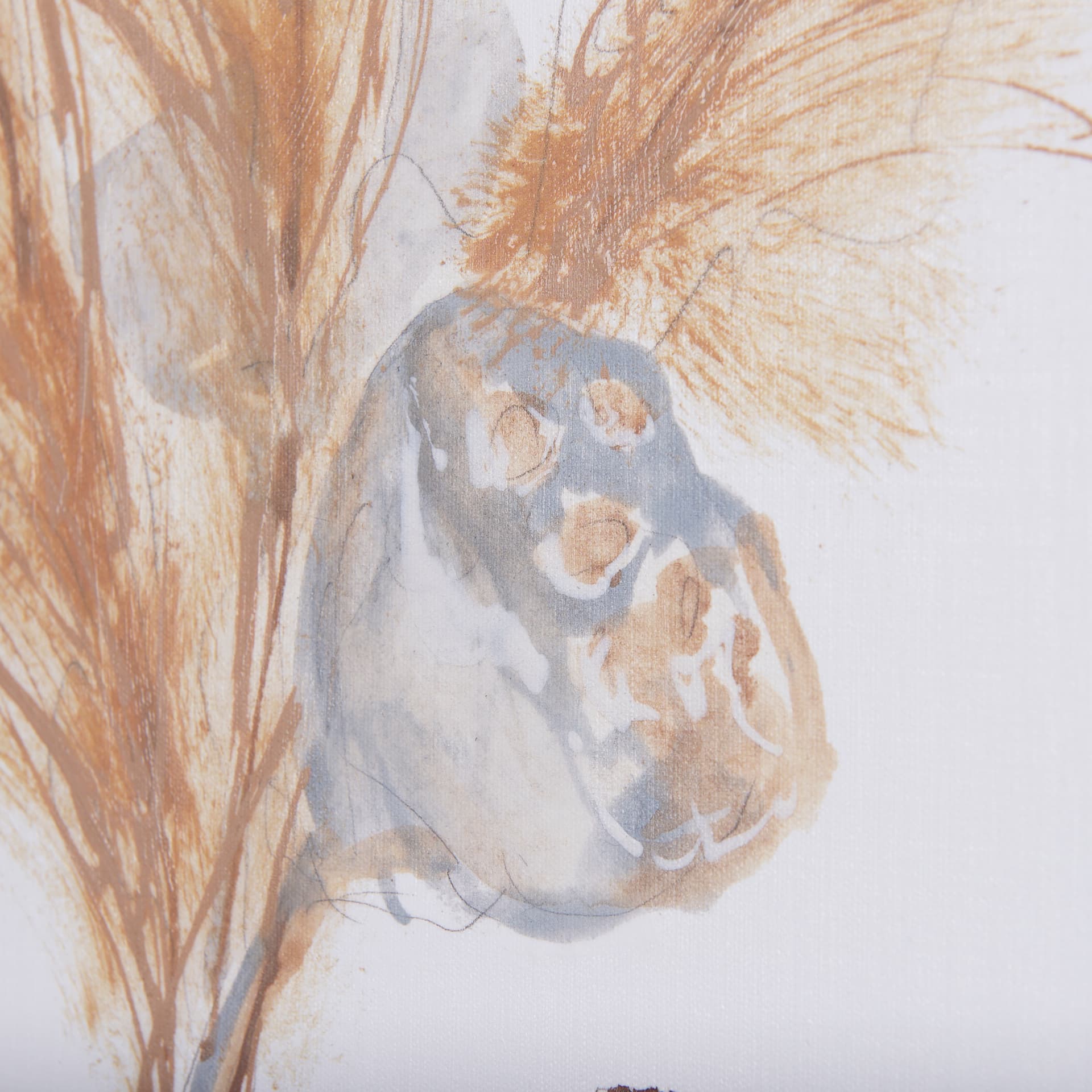 Vase Gray Lotus Pods by Mercana Studio a Hand Embellished Textured Canvas — product photograph