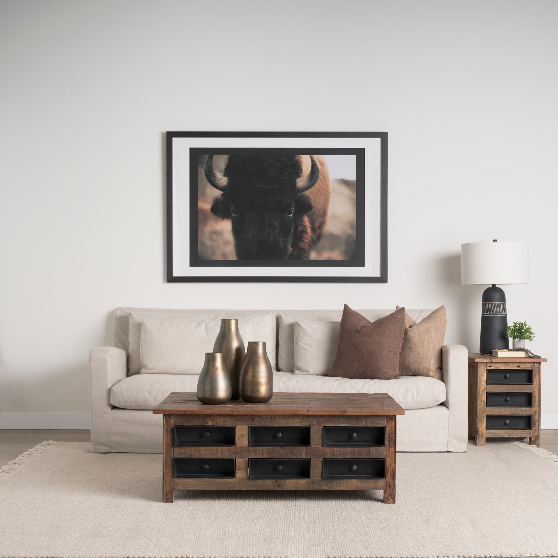 Stare Down by Chad Mackay a Hand Embelished Textured Framed Photo Art Print Matted under Glass — in a styled room