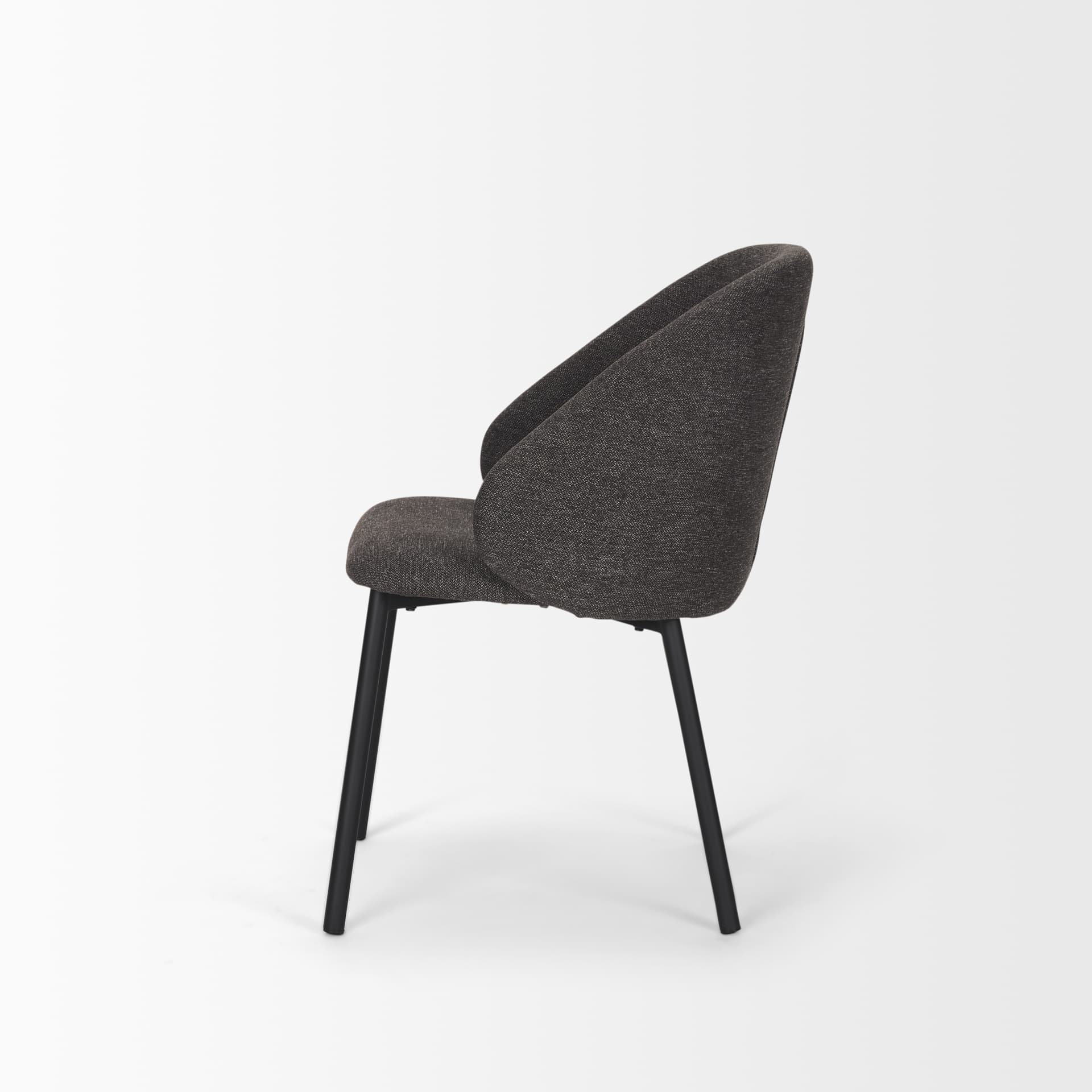 Shannon Contoured Back Dining Side Chair | Gray Fabric w/ Metal — product photograph