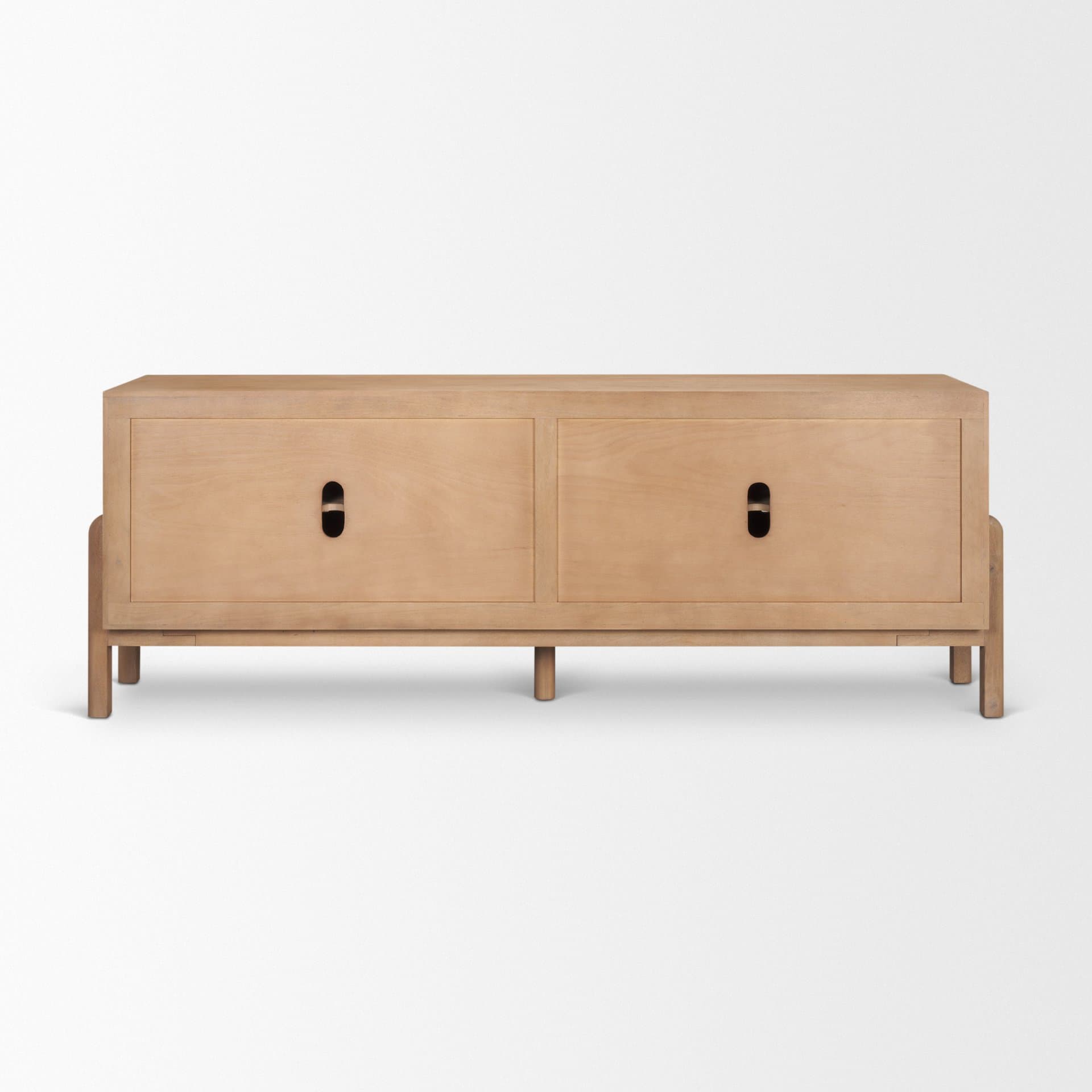 Trellyn Light Brown Solid Wood 4-Door Sideboard with Carved Woven Doors — product photograph