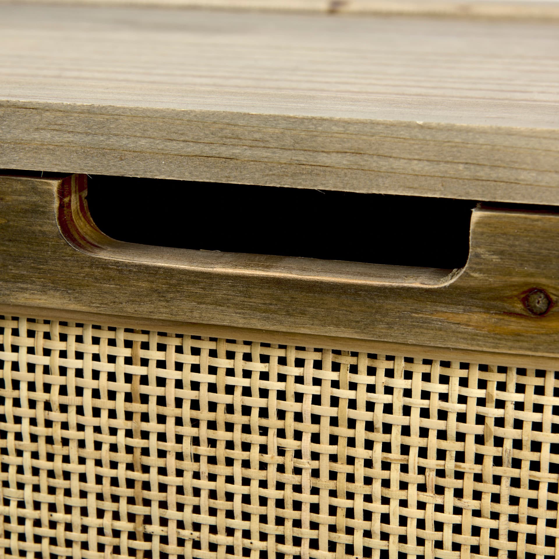 Sonny 23.6L x 15.7W x 13.8H Set of Two Brown Wood and Wicker W/ Metal Detail Rectangular Boxes — product photograph