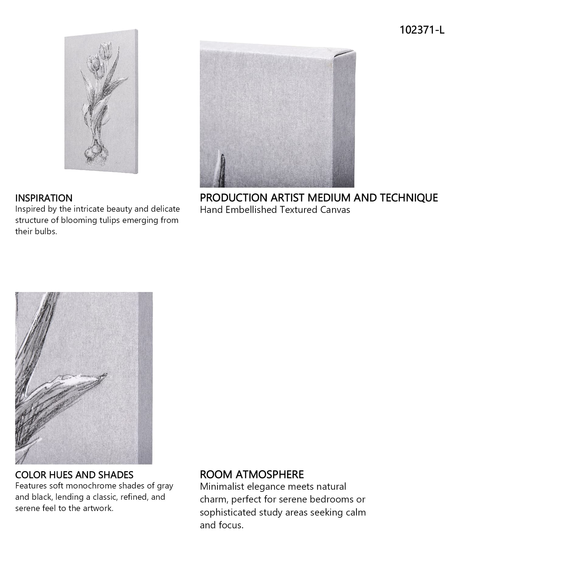 Botanical sketches I (Grey) by Mercana Studio a Hand Embellished Textured Canvas — in a styled room