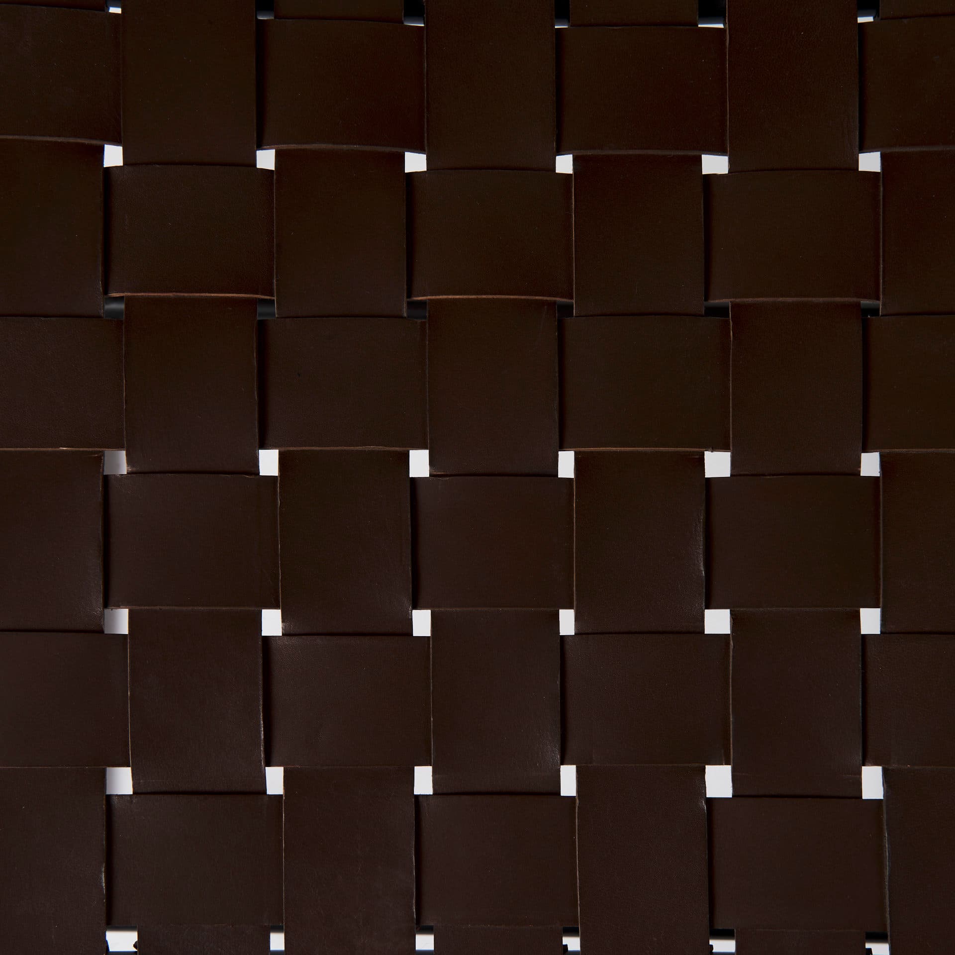 Clarissa 22.0L x 16.0W x 16.5H Brown Leather Woven Seat W/ Black Metal Frame Stool — product photograph