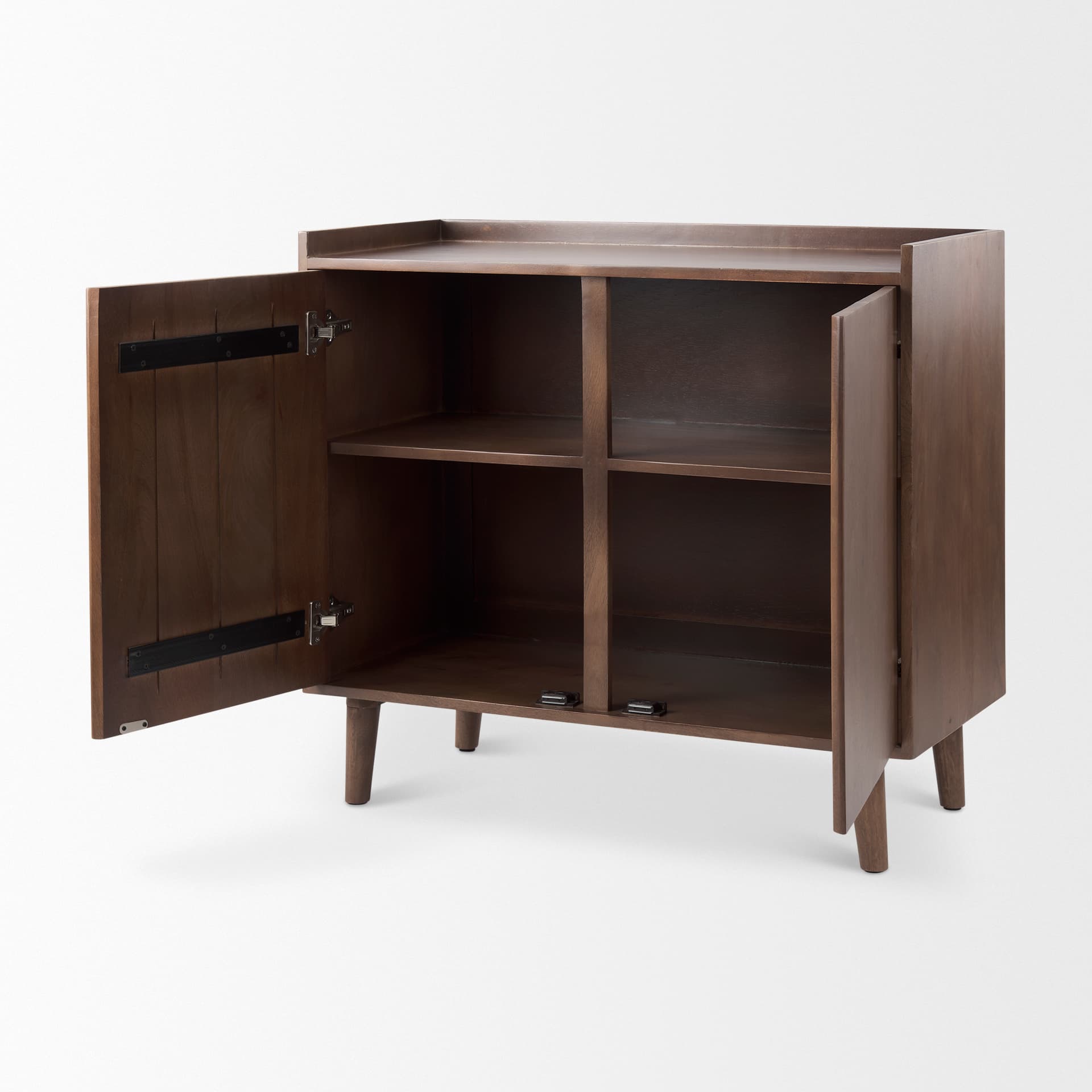 Lillie 36.0L x 16.0W x 32.0H Medium Brown Wood 2 Door Tray Top Accent Cabinet — product photograph