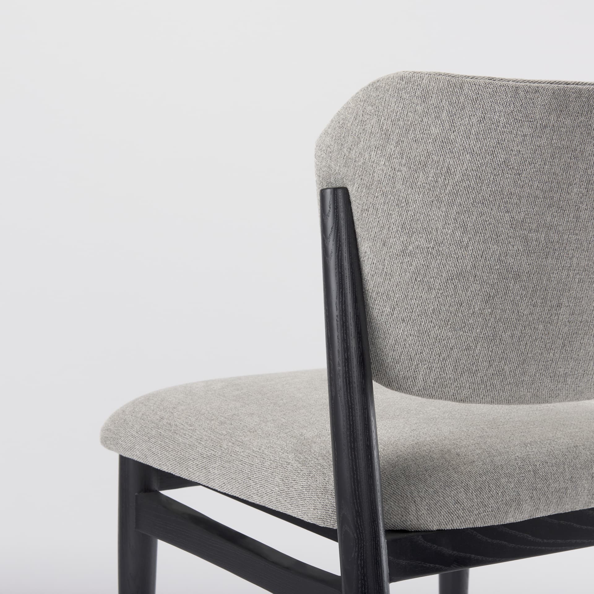 Cline Curved Back Dining Side Chair | Gray Fabric w/ Black Wood — product photograph