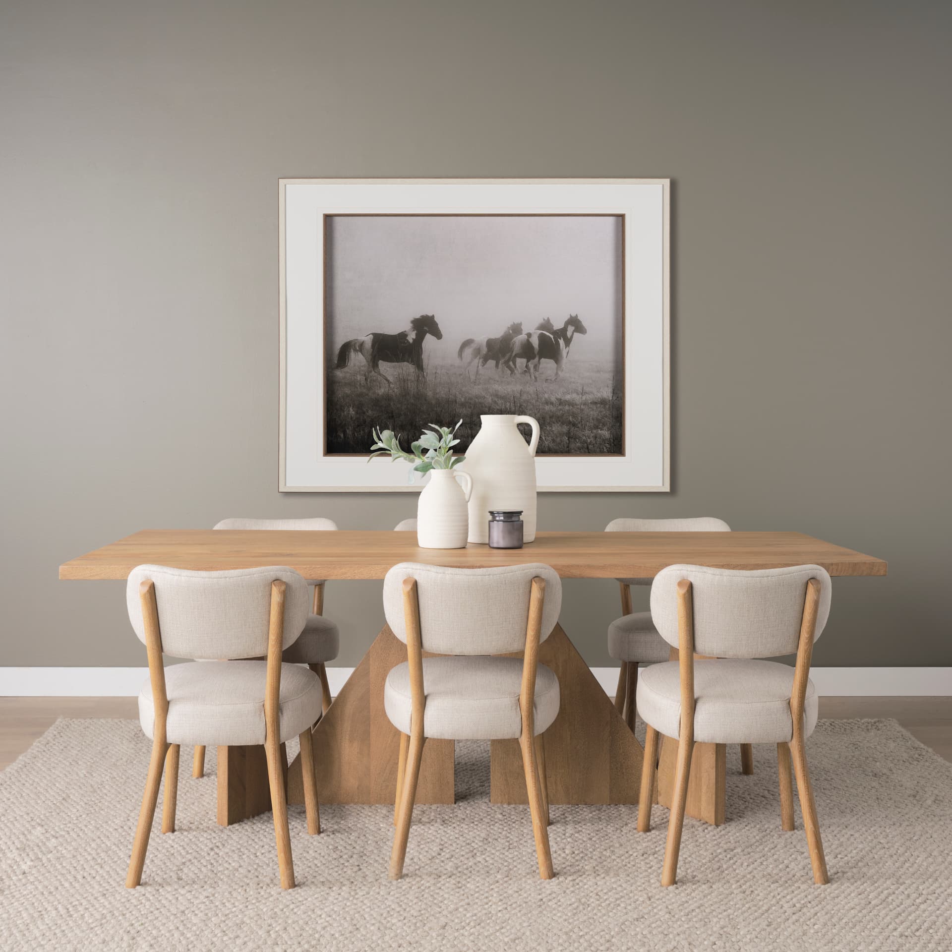 Painted Horses on the Run by Debra Van Swearingen a Hand Embellished Framed Photo Art Print Matted u — in a styled room