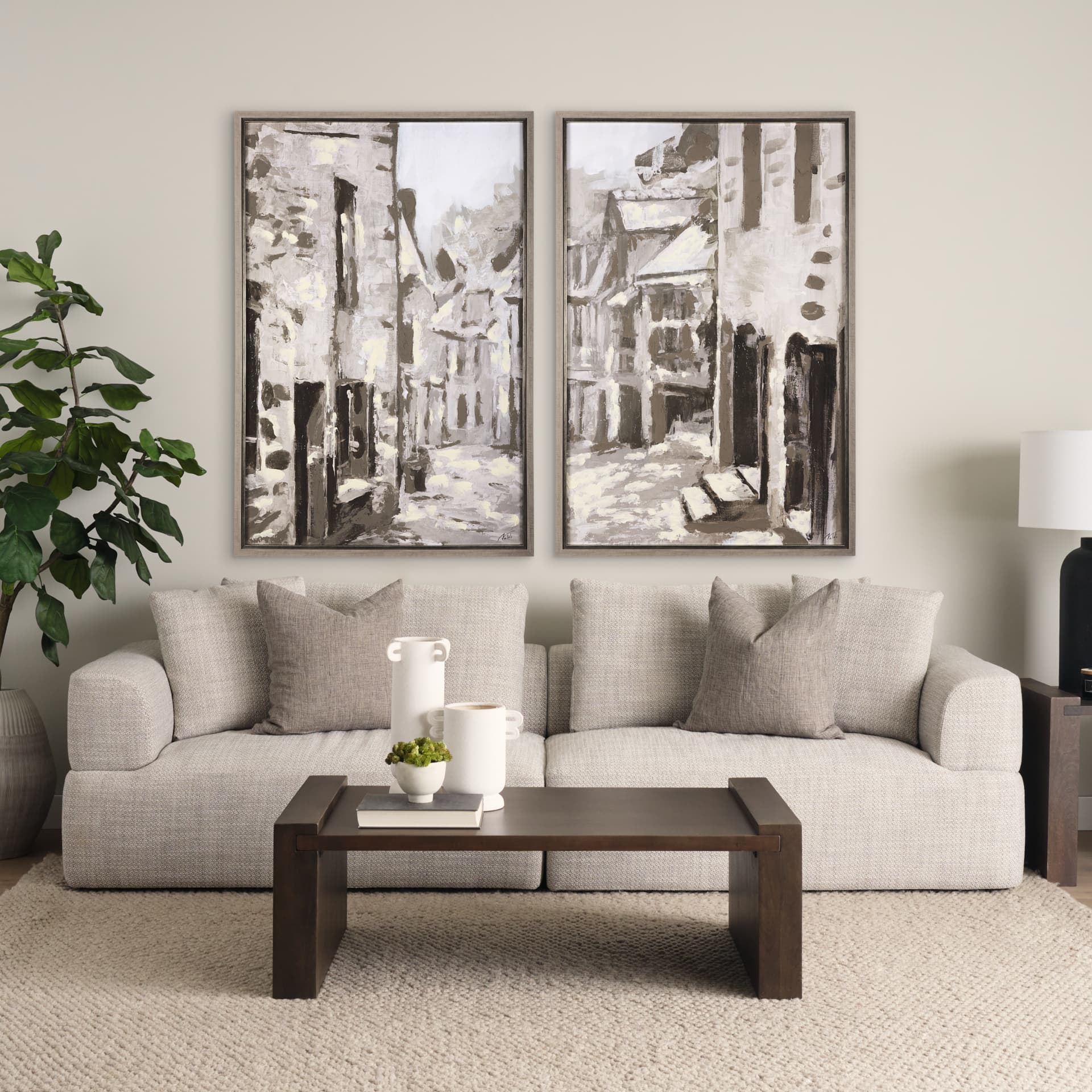 Old Lane II by Mercana Studio a Hand Embellished Textured Framed Art Print — in a styled room